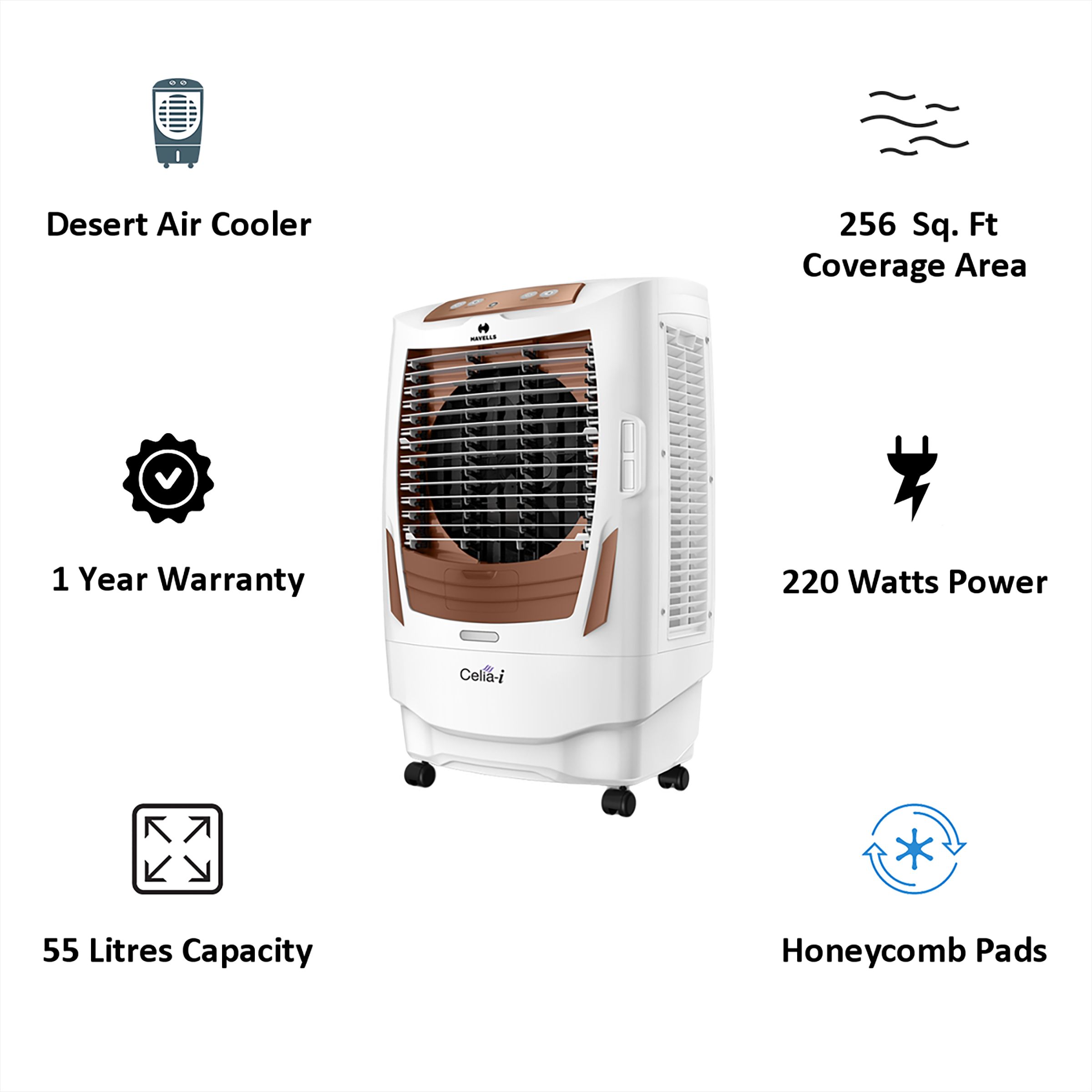 HAVELLS Celia-i 55 litre Desert Air Cooler (GHRACAXK220, White)_3