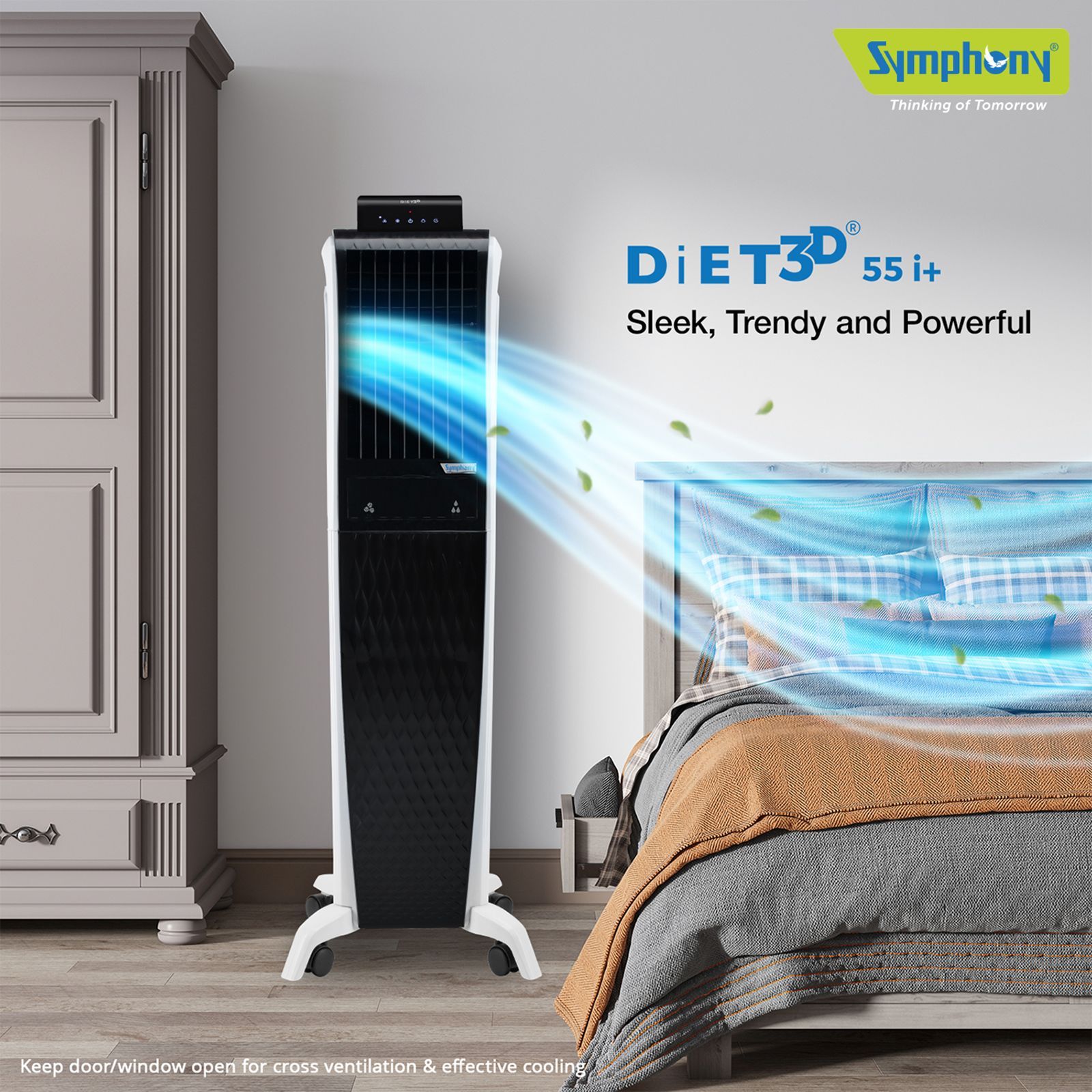 Symphony Diet 3D 55i+ 55 Litres Room Air Cooler with Magnetic Remote (SMPS Technology, Black)_13