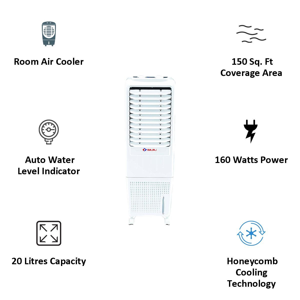 BAJAJ 20 Litres Room Air Cooler (3 Way Speed Control, TMH20, White) BAJAJ 20 Litres Room Air Cooler (3 Way Speed Control, TMH20, White)_4