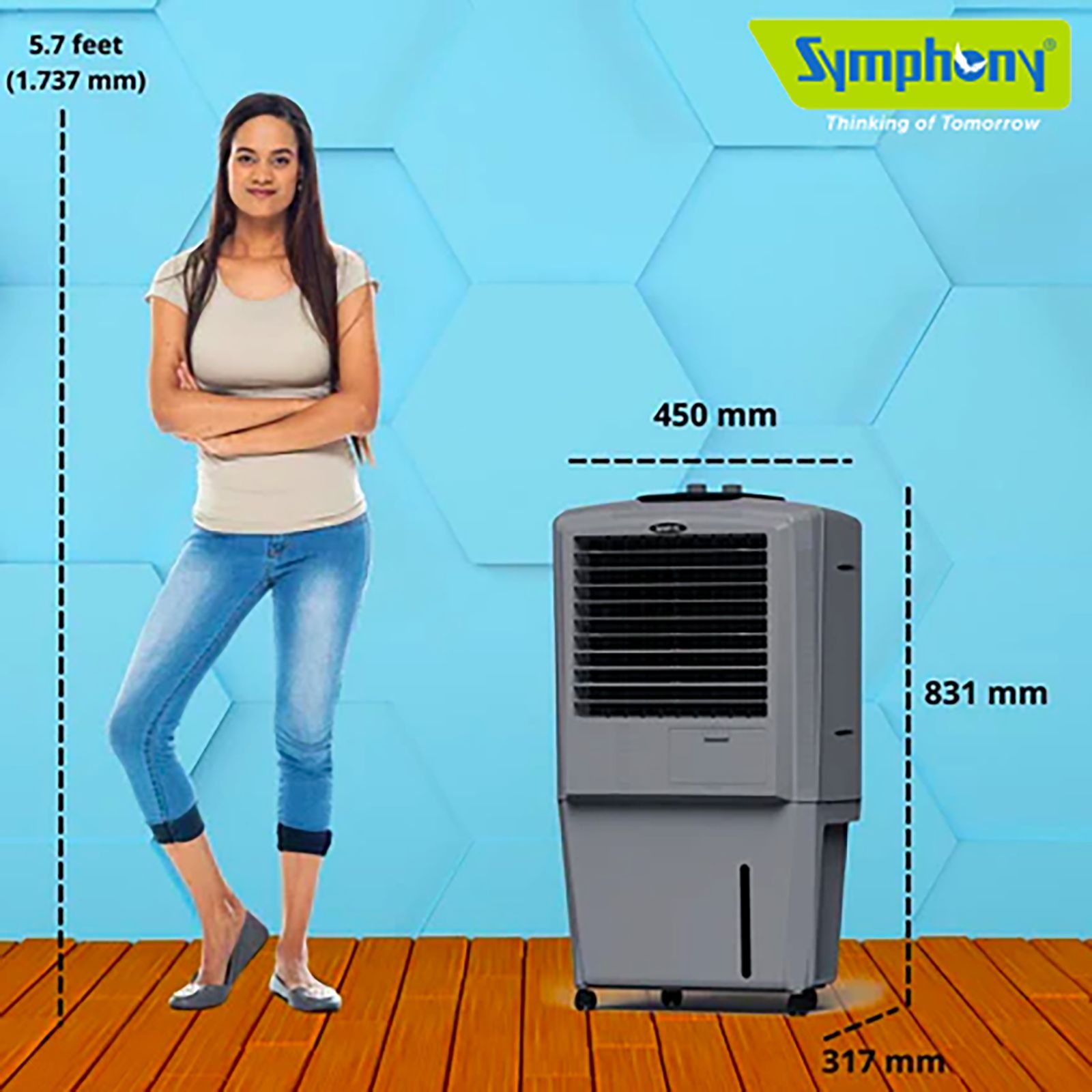 Symphony HiFlo 27 Litres Room Air Cooler with i-Pure Technology (Cool Flow Dispenser, Grey) Symphony HiFlo 27 Litres Room Air Cooler with i-Pure Technology (Cool Flow Dispenser, Grey)_10