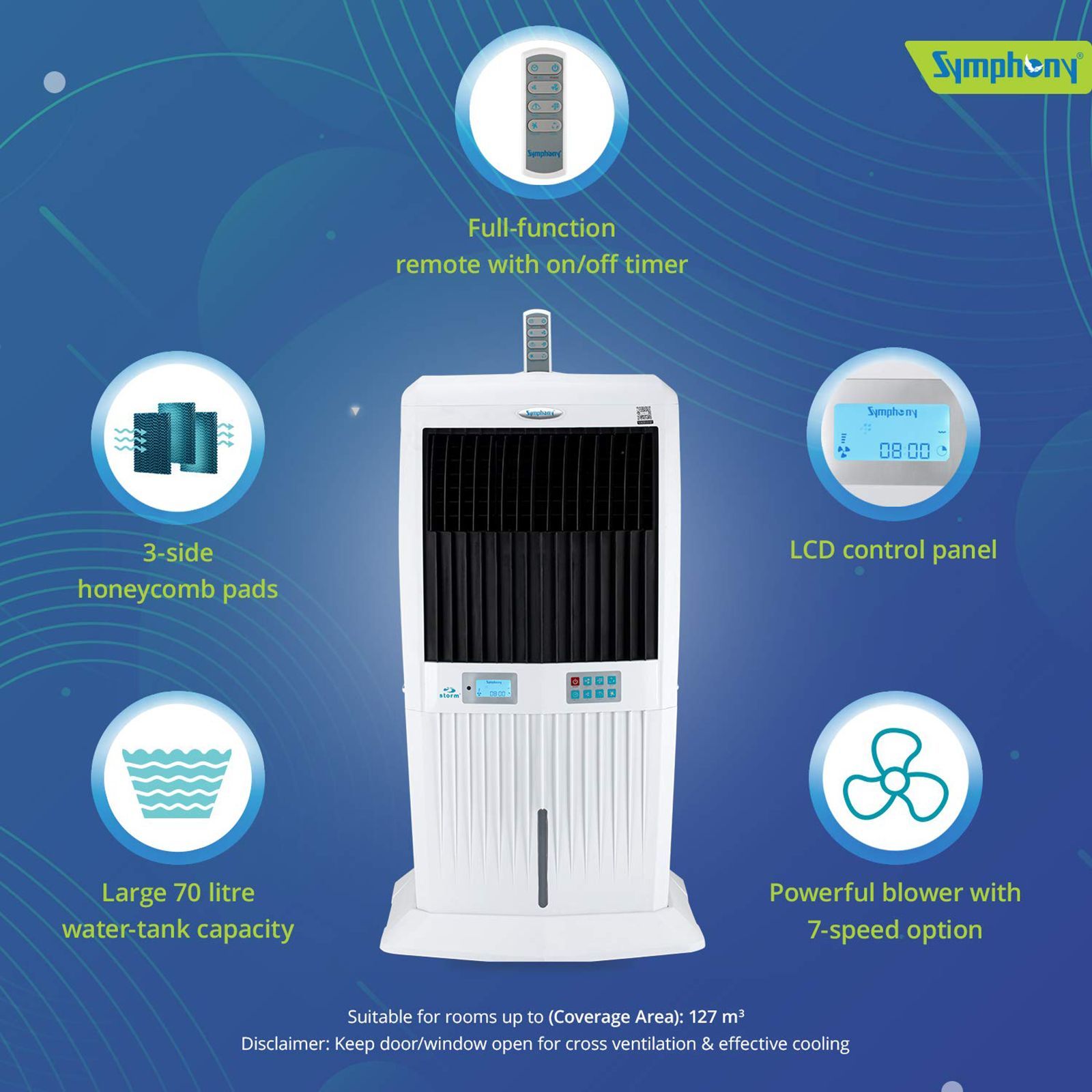 Symphony Storm 70i 70 Litres Desert Air Cooler with Dura Pump Technology (Remote Control, White)_7