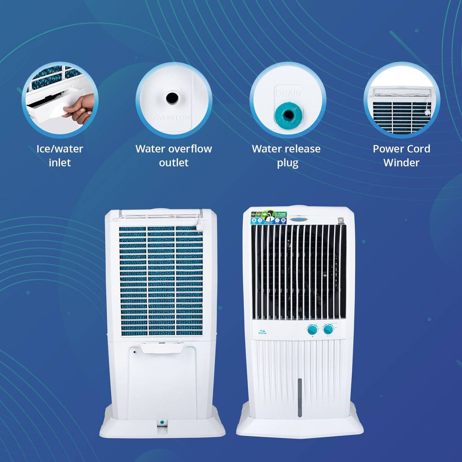 Symphony Storm 70 XL 70 Litres Desert Air Cooler with i-Pure Technology (Cool Flow Dispenser, White)_11