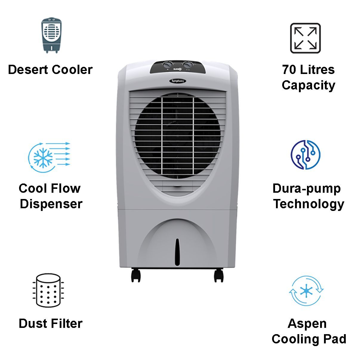 Symphony Sumo 70 70 Litres Desert Air Cooler (Dura-pump Technology, ACODE328, Grey) Symphony Sumo 70 70 Litres Desert Air Cooler (Dura-pump Technology, ACODE328, Grey)_4