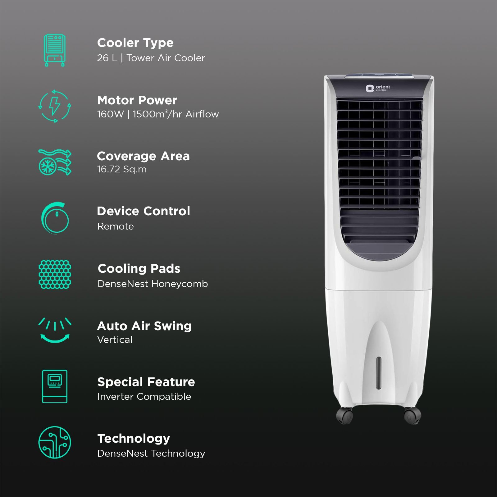 Orient Ultimo 26 Litres Tower Air Cooler with Lot Enabled (Ice Chamber, White)_3