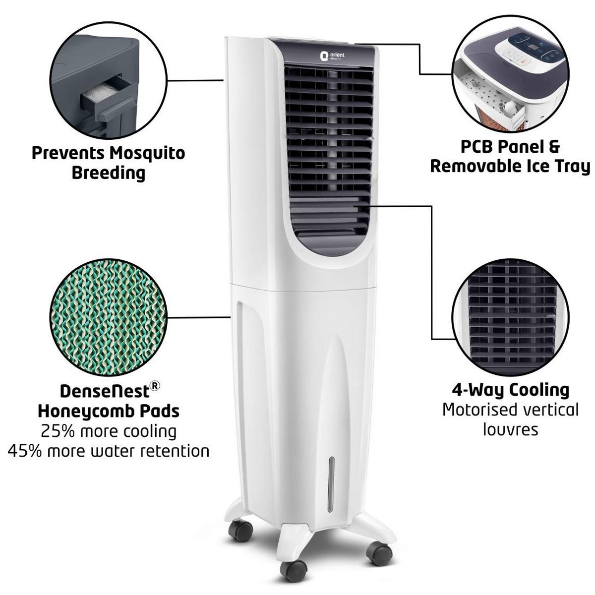 Orient Ultimo 40 Litres Tower Air Cooler (Prevents Mosquito Breeding, CT4002HR, White)_7