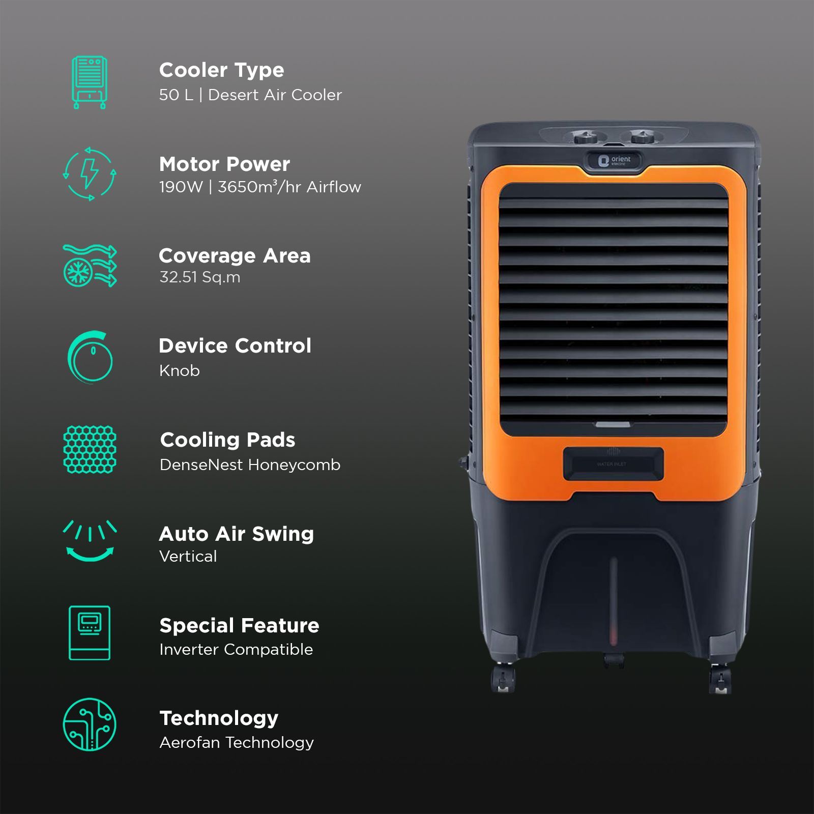 Orient Ultimo 50 Litres Desert Air Cooler with Aerofan Technology (Ice Chamber, Grey) Orient Ultimo 50 Litres Desert Air Cooler with Aerofan Technology (Ice Chamber, Grey)_3