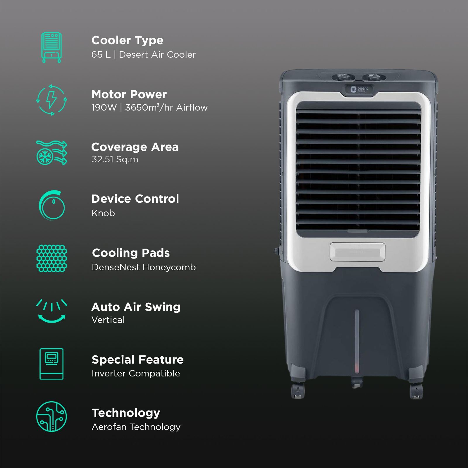 Orient Ultimo 65 Litres Desert Air Cooler with Aerofan Technology (Ice Chamber, Grey) Orient Ultimo 65 Litres Desert Air Cooler with Aerofan Technology (Ice Chamber, Grey)_3