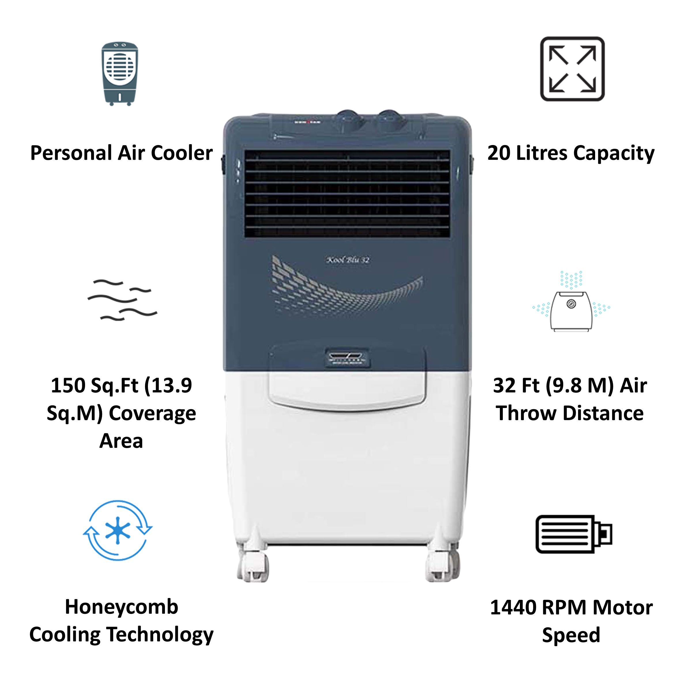 KENSTAR Kool Blu 20 Litres Personal Air Cooler (Inverter Compatible, KCLKOOBL020BMH-ECT, Blue)_4