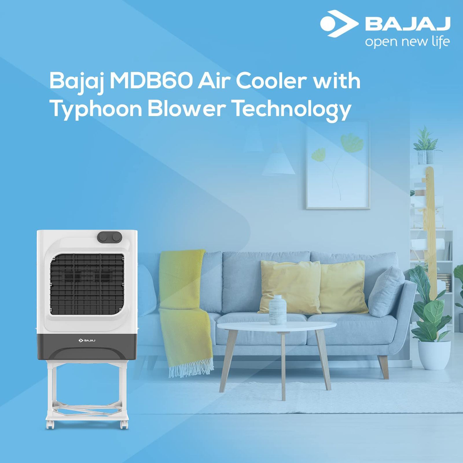 BAJAJ 60 Litres Desert Air Cooler with Typhoon Blower Technology (Anti Bacterial Technology, White & Grey)_7