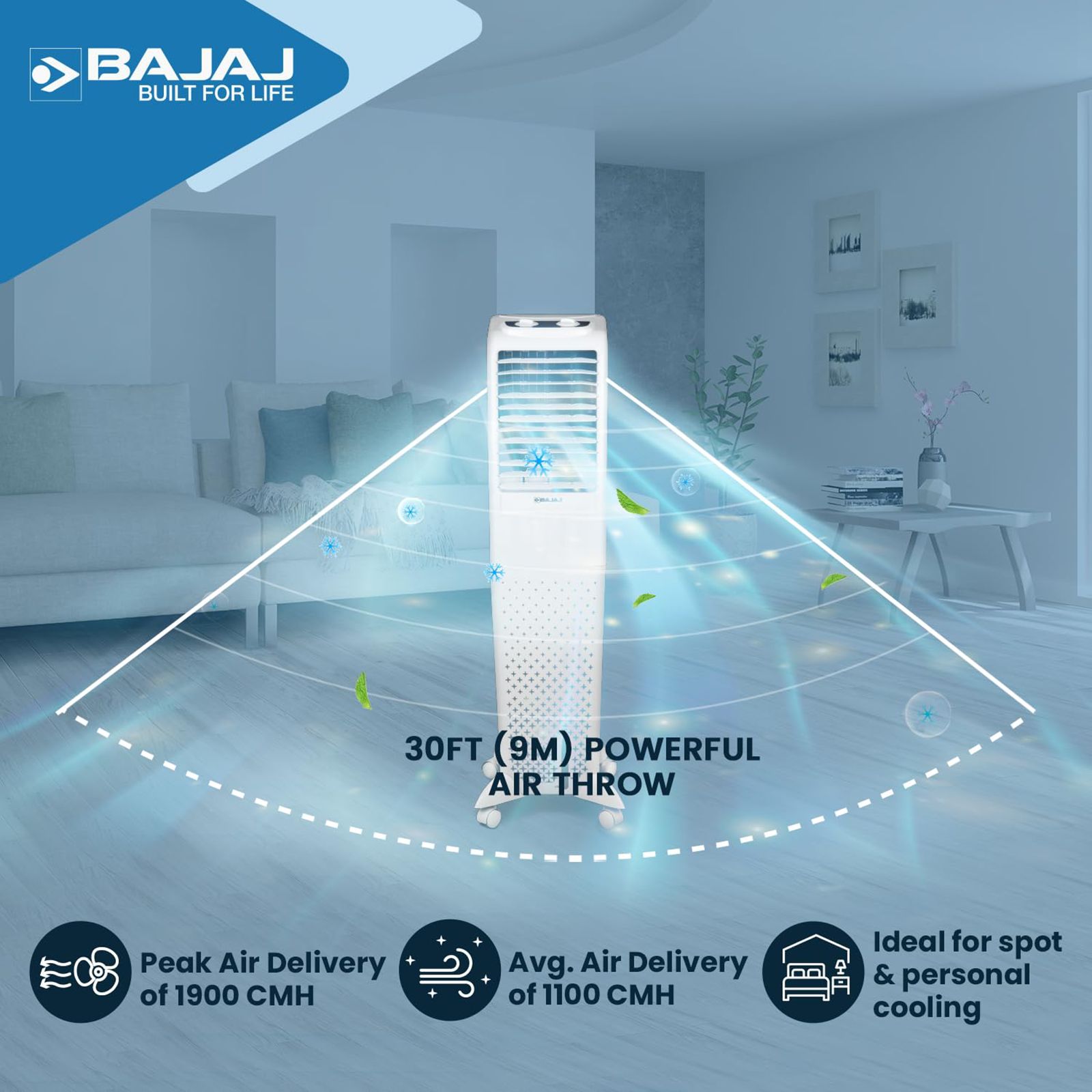BAJAJ 50 Litres Tower Air Cooler with Typhoon Blower Technology (Anti Bacterial Hexacool Master, White)_5