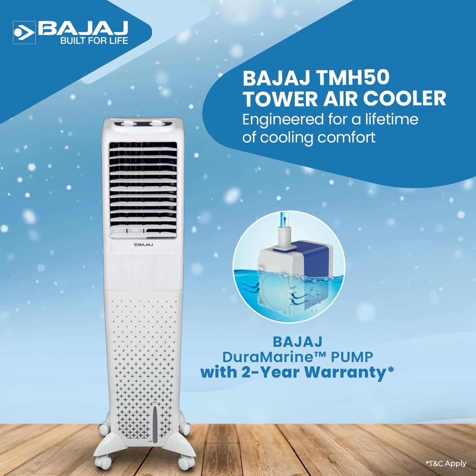 BAJAJ 50 Litres Tower Air Cooler with Typhoon Blower Technology (Anti Bacterial Hexacool Master, White)_10