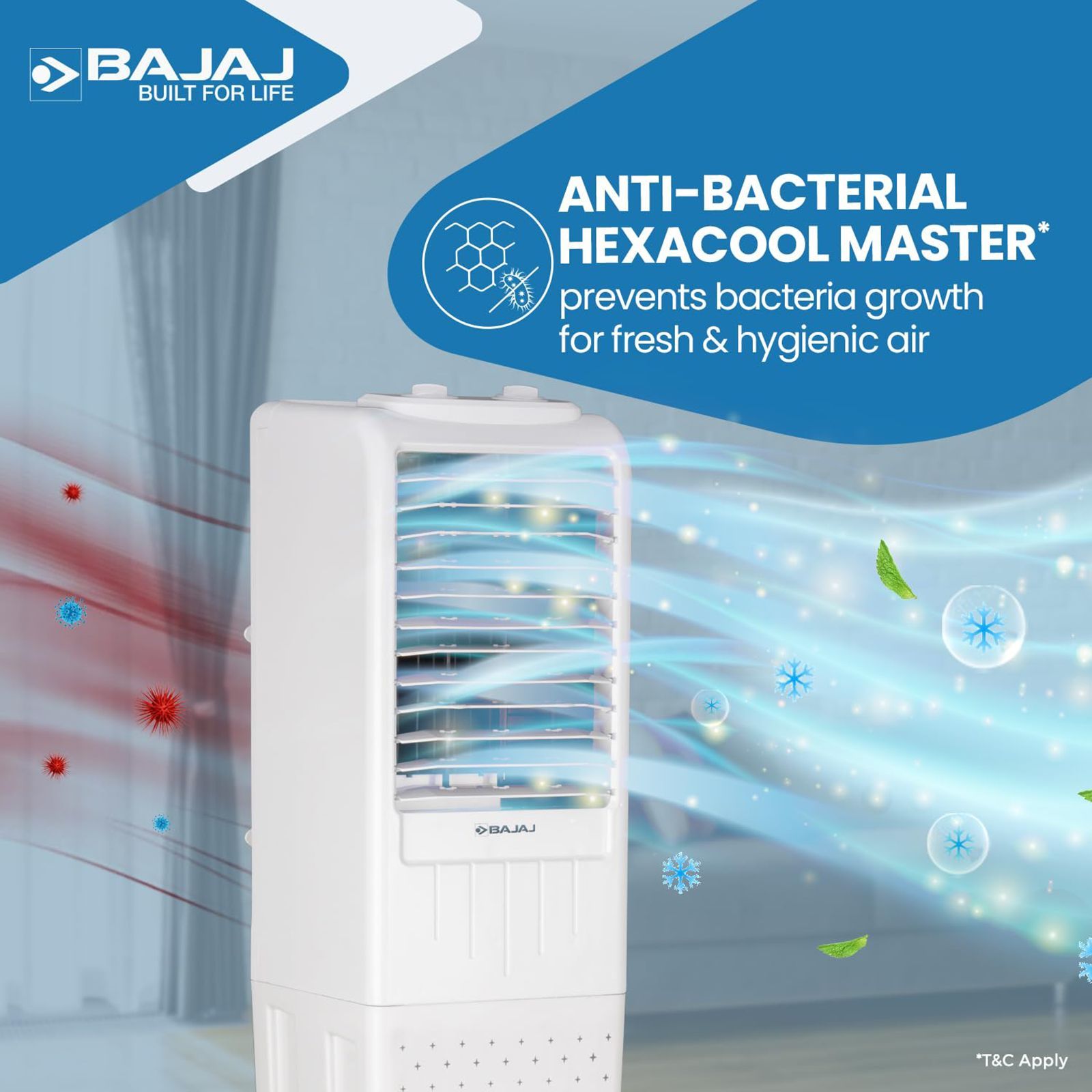 BAJAJ 50 Litres Tower Air Cooler with Typhoon Blower Technology (Anti Bacterial Hexacool Master, White)_11