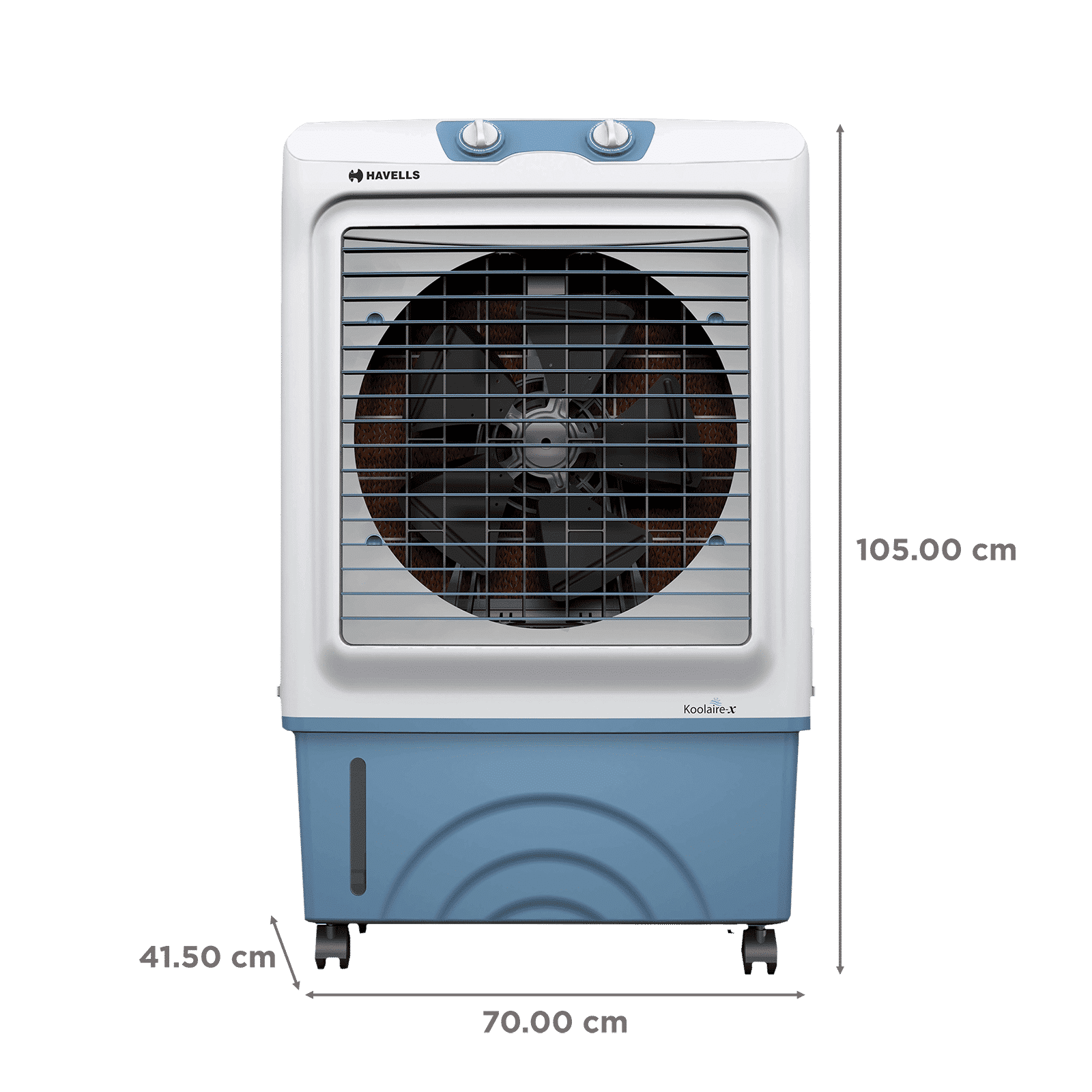 HAVELLS Koolaire-X 51 Litres Desert Air Cooler with Castor Wheels (Evaporative Cooling Technology, Light Blue & White)_2