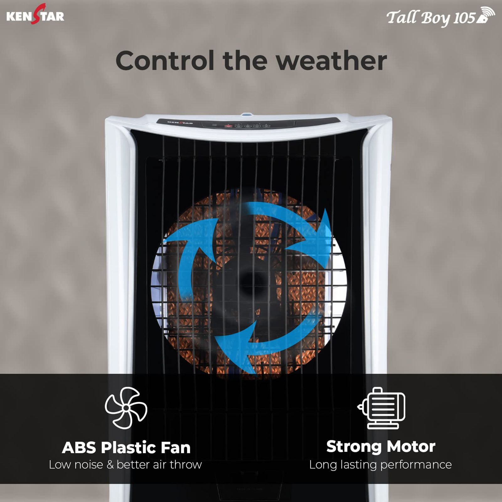 KENSTAR TALLBOY HC 105 Litres Desert Air Cooler (Honeycomb Cooling Technology, KCLTLBBK105FMH-ESV, Black & White)_4