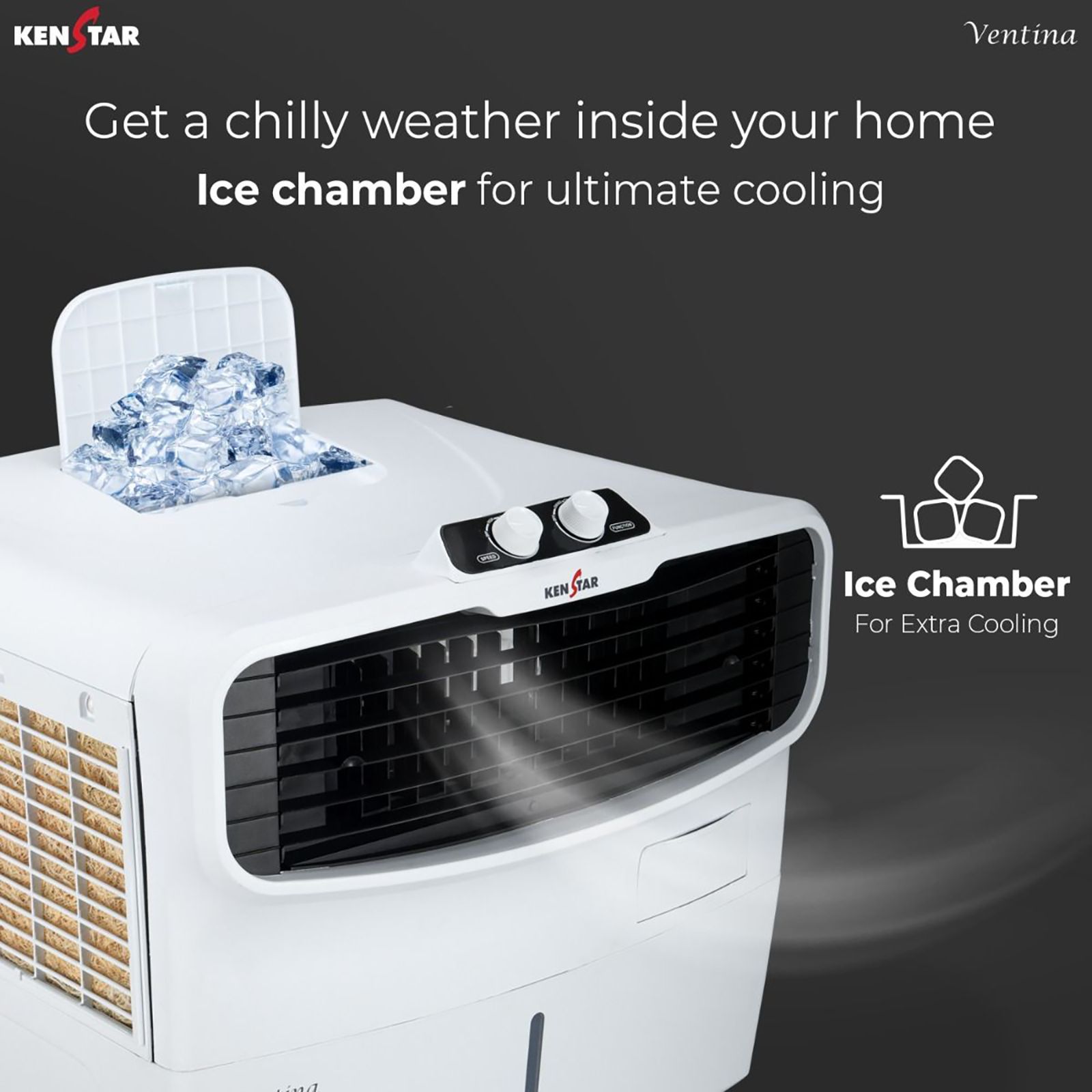 KENSTAR VENTINA 60 Litres Window Air Cooler (Wood Wool Technology, KCLVTNWH060BMW-EGM, White)_6