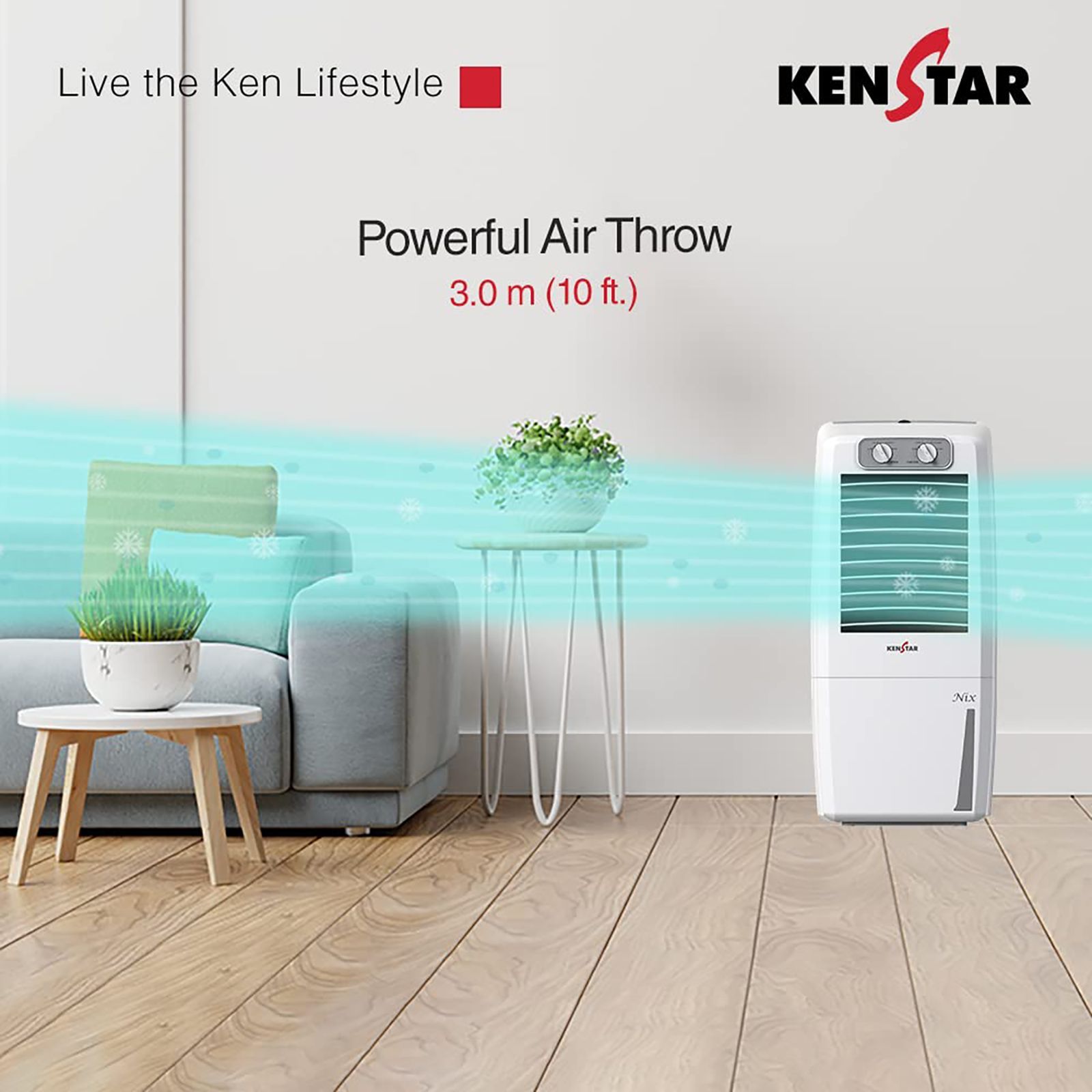 KENSTAR NIX 12 Litres Portable Air Cooler with Inverter Compatible (Quadraflow Technology, White)_11