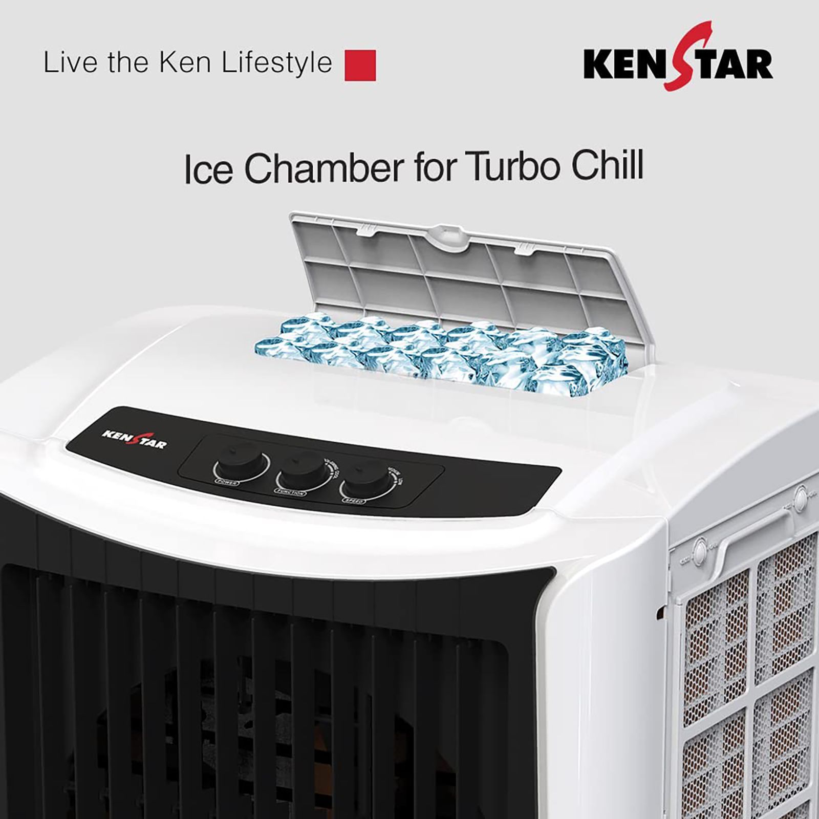 KENSTAR TALLBOY 50 Litres Desert Air Cooler (Honeycomb Cooling Pad, KCLTLBBK050FMH-ESV, Black and White)_8