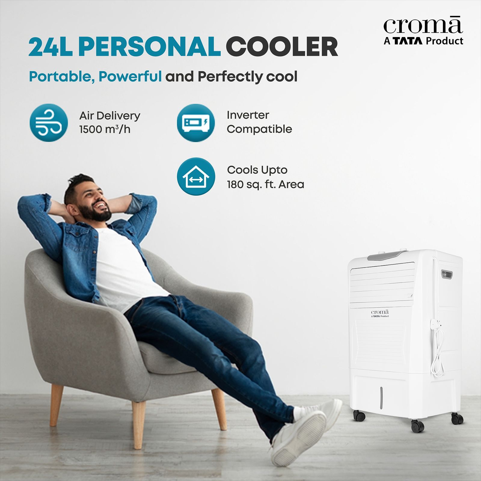 Croma 24 Litres Personal Air Cooler with Inverter Compatible (Water Level Indicator, White) Croma 24 Litres Personal Air Cooler with Inverter Compatible (Water Level Indicator, White)_16