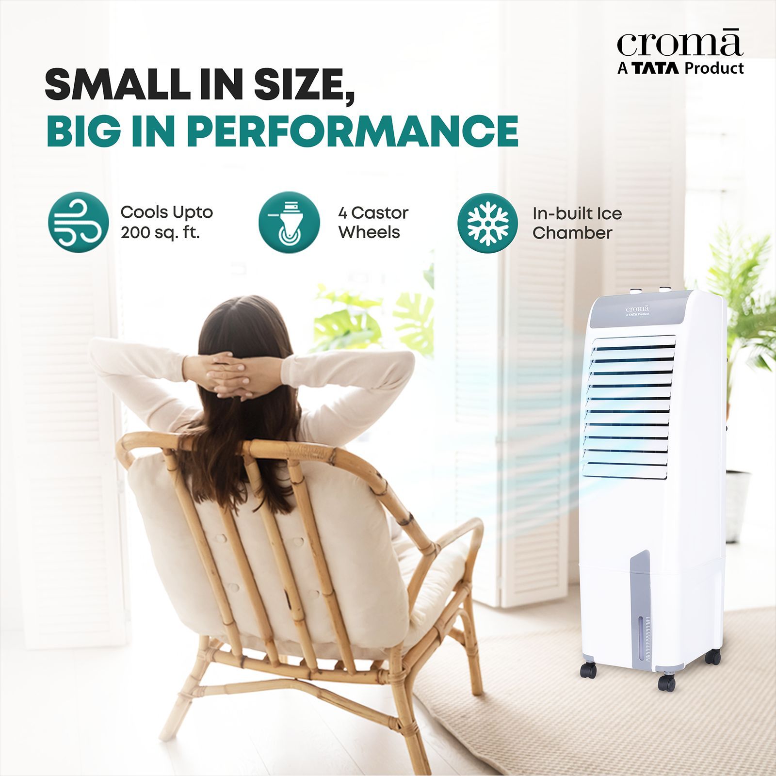 Croma 30 Litres Tower Air Cooler with Inverter Compatible (Ice Chamber, White & Grey) Croma 30 Litres Tower Air Cooler with Inverter Compatible (Ice Chamber, White & Grey)_15