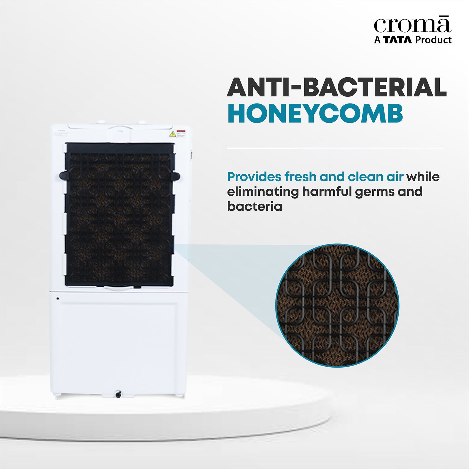 Croma 40 Litres Personal Air Cooler with Inverter Compatible (Ice Chamber, White & Grey)_6