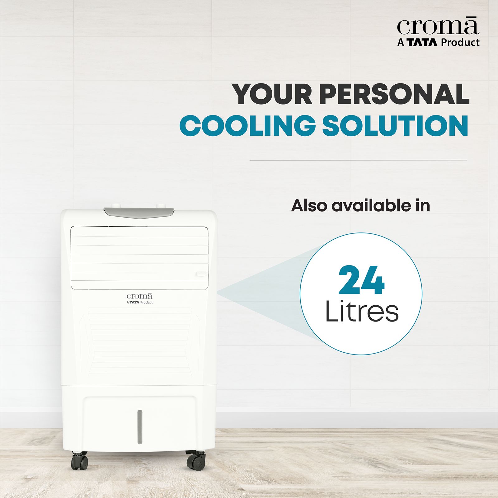 Croma 40 Litres Personal Air Cooler with Inverter Compatible (Ice Chamber, White & Grey)_1