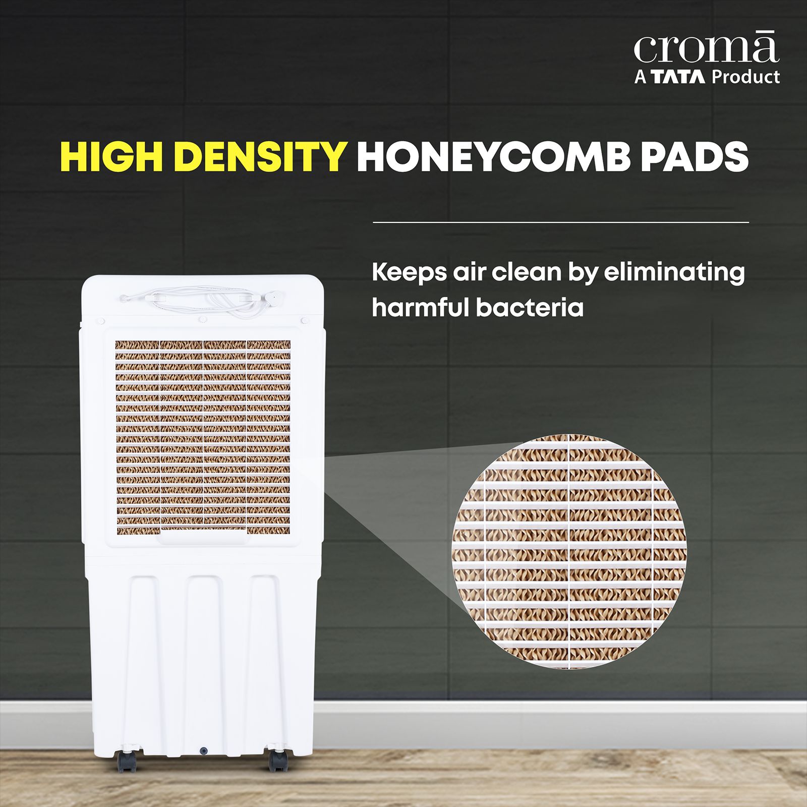 Croma 70 Litres Desert Air Cooler with Inverter Compatible (Evaporative Cooling Technology, White & Black)_14