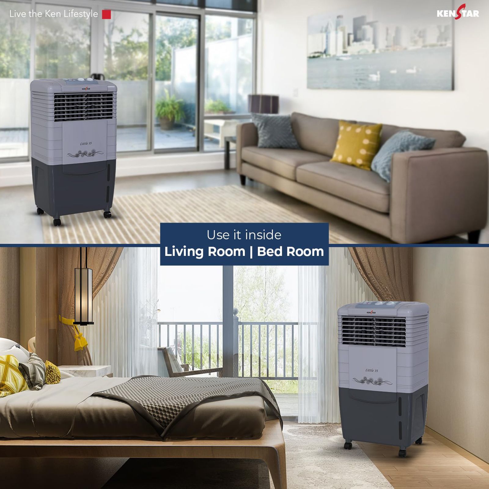 KENSTAR Little HC 35 Liters Personal Air Cooler (Rust Proof, KCLLICGY035BMH-ECT, Grey Dual Tone)_6