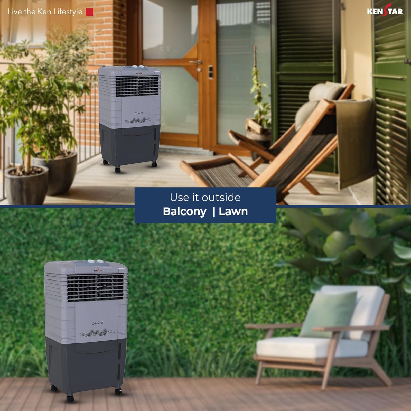 KENSTAR Little HC 35 Liters Personal Air Cooler (Rust Proof, KCLLICGY035BMH-ECT, Grey Dual Tone)_7