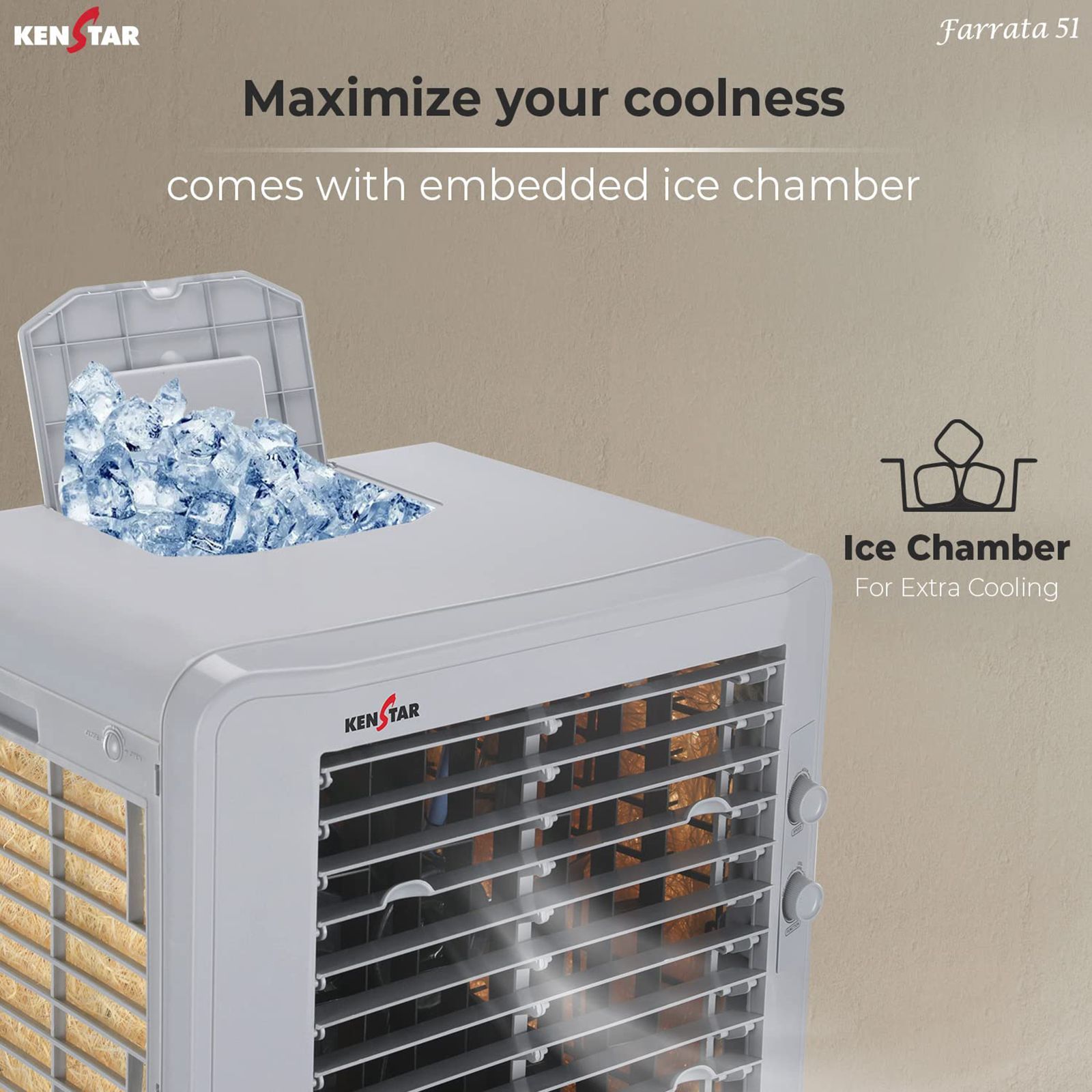 KENSTAR Farrata 51 Liters Desert Air Cooler (Rust Proof, KCLFARGY051FMW-ESV, Grey Dual Tone)_5