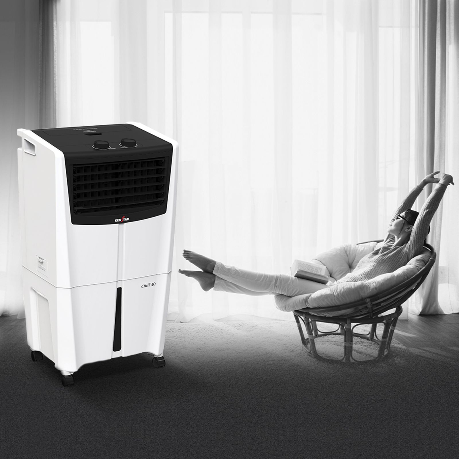 KENSTAR Chill HC 40 Liters Personal Air Cooler (Rust Proof, KCLCHLBK040BMH-ECT, Black/White)_7
