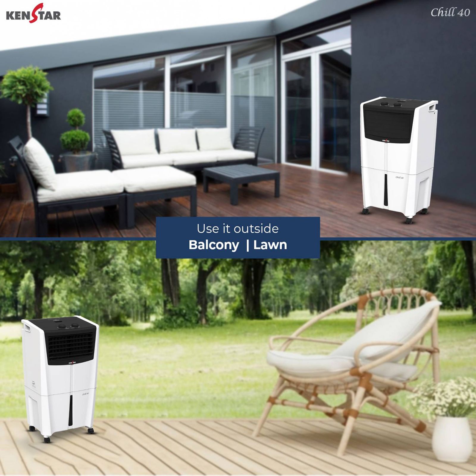 KENSTAR Chill HC 40 Liters Personal Air Cooler (Rust Proof, KCLCHLBK040BMH-ECT, Black/White)_12