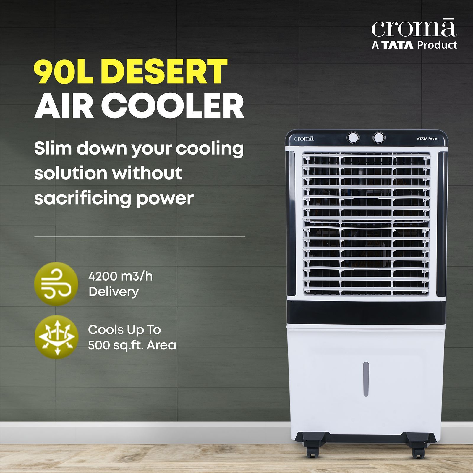 Croma 90 Litres Desert Air Cooler with Inverter Compatible (Evaporative Cooling Technology, White & Black)_10