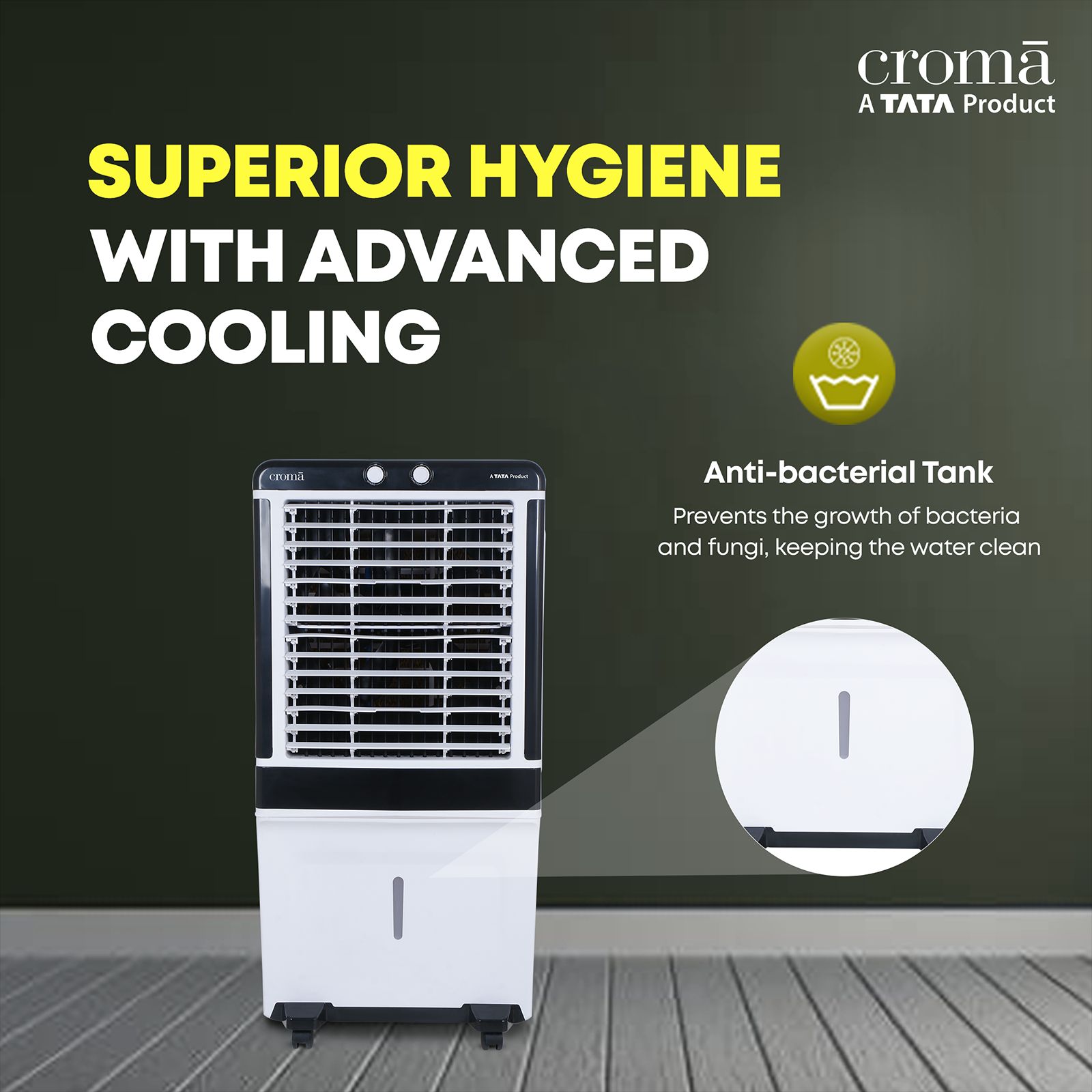 Croma 90 Litres Desert Air Cooler with Inverter Compatible (Evaporative Cooling Technology, White & Black)_14