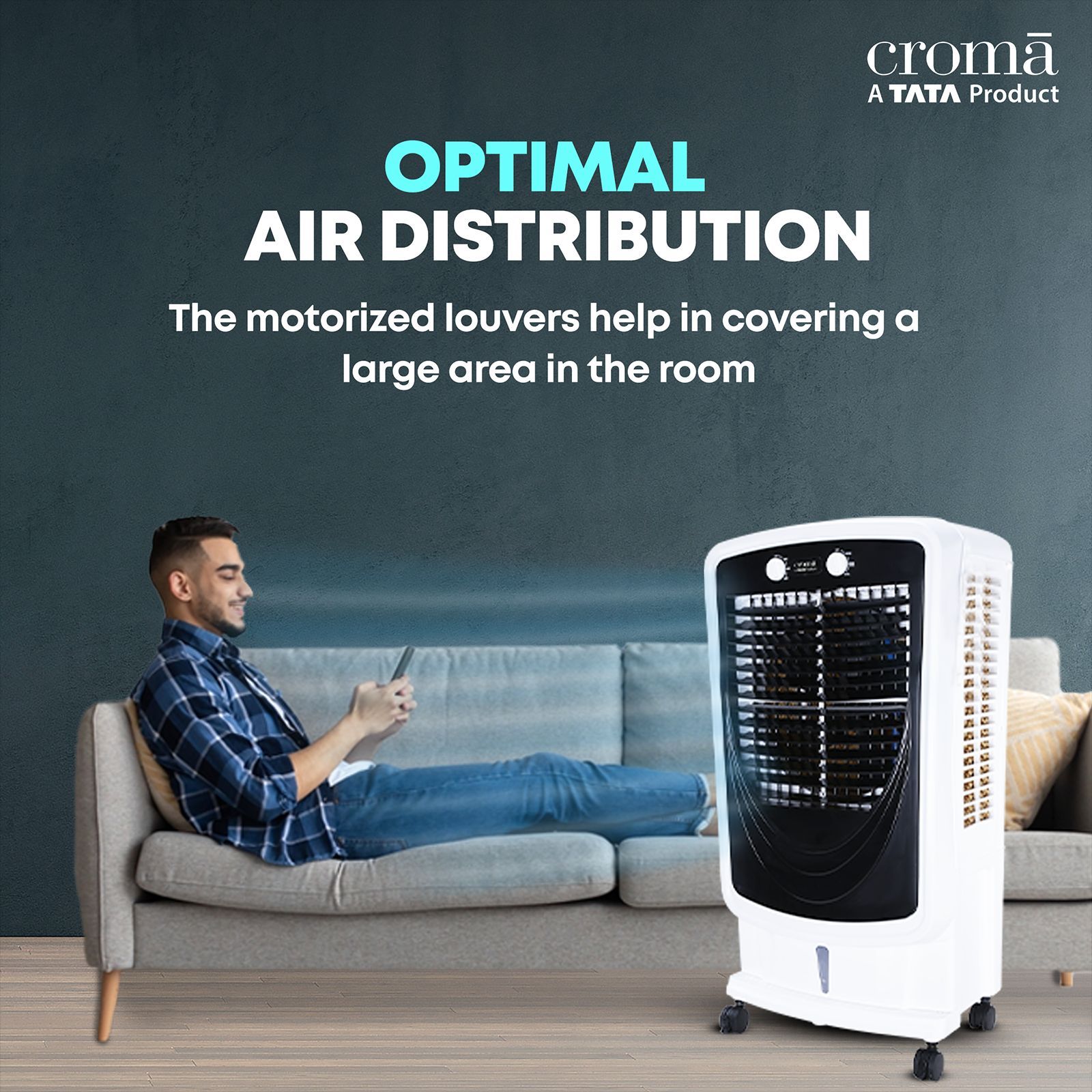 Croma 60 Litres Desert Air Cooler with Inverter Compatible (Evaporative Cooling Technology, White & Black)_1