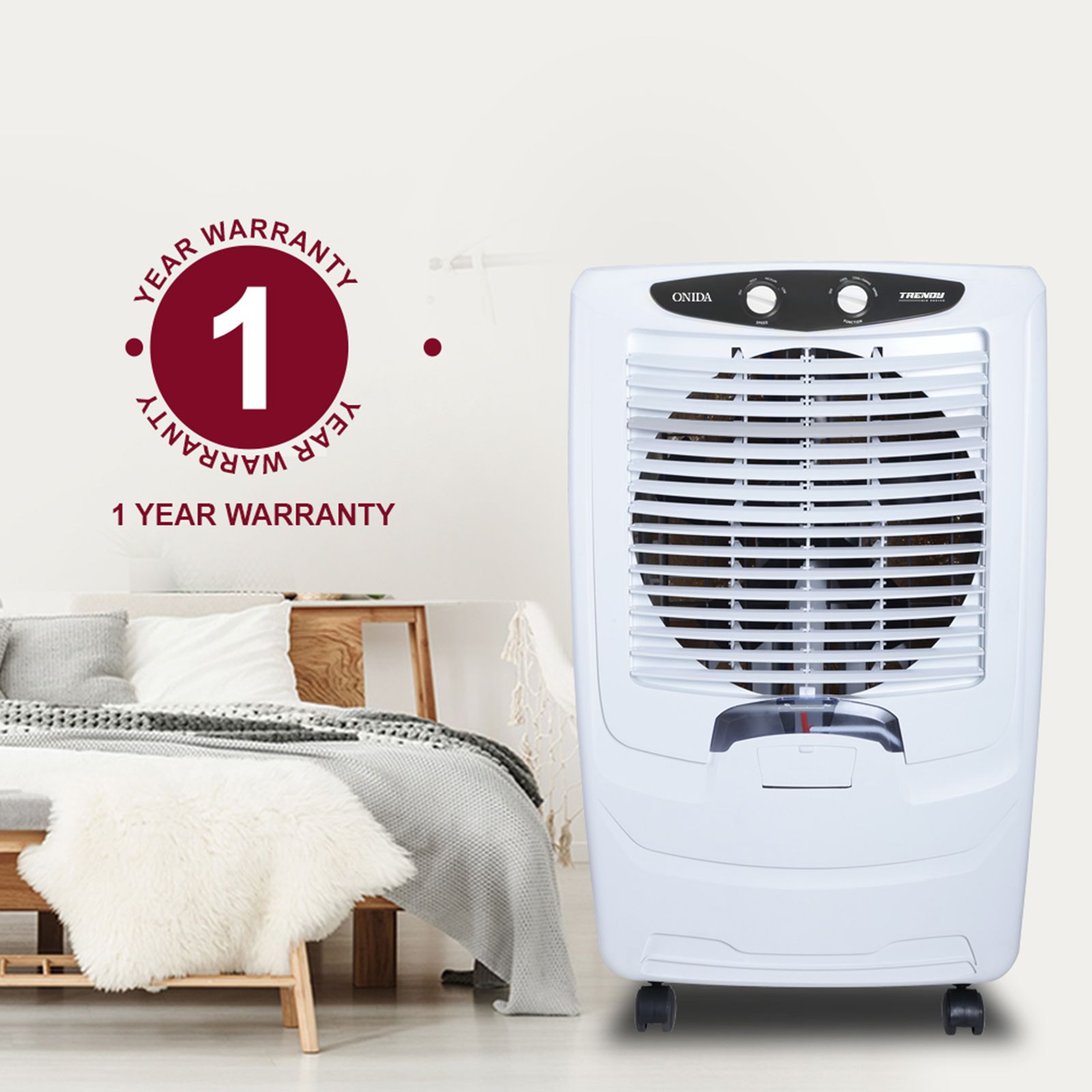 ONIDA 52 Litres Desert Air Cooler (Honeycomb Pads, DC52TDG, White)_8