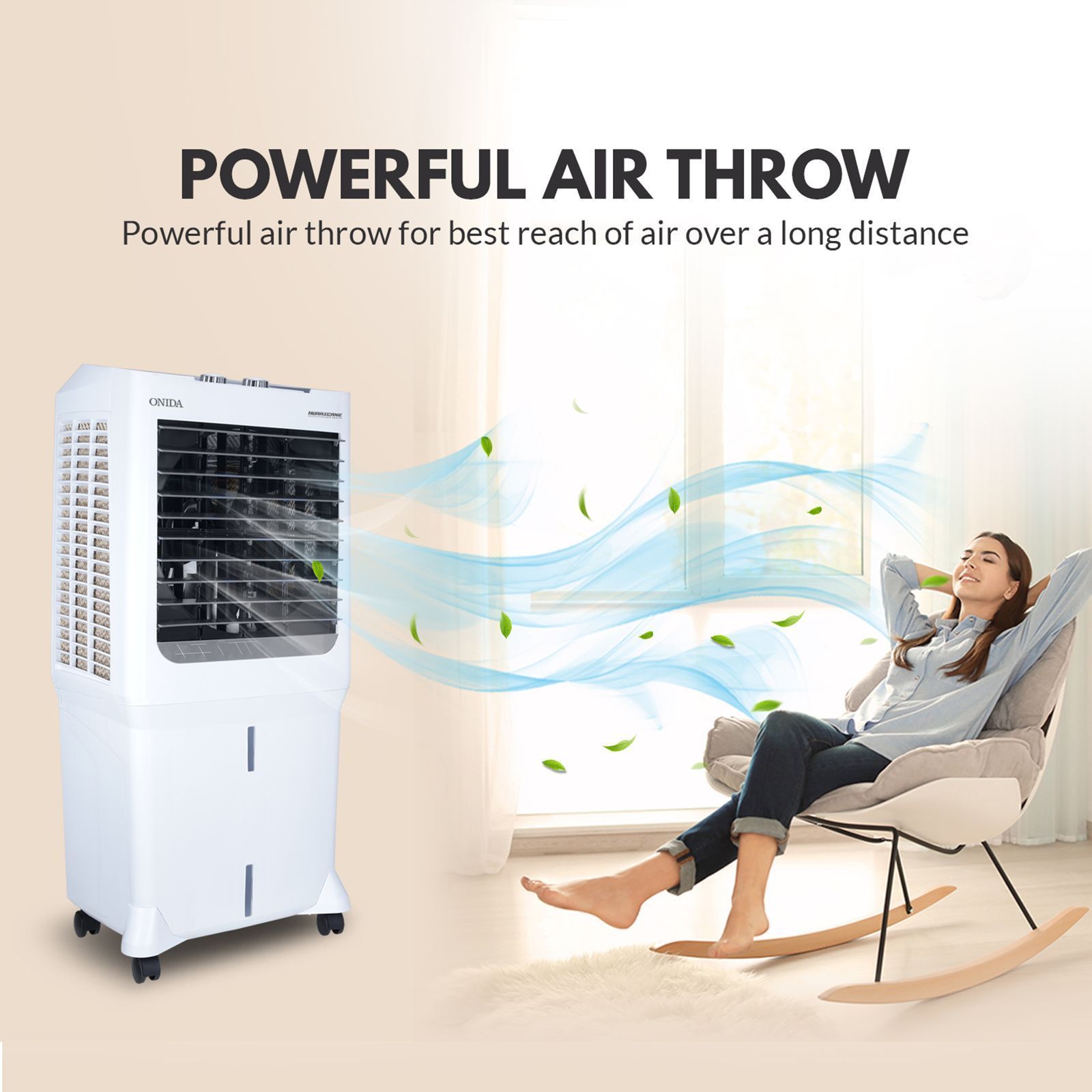 ONIDA 90 Litres Desert Air Cooler (Honeycomb Pads, DC90HDG, White)_12