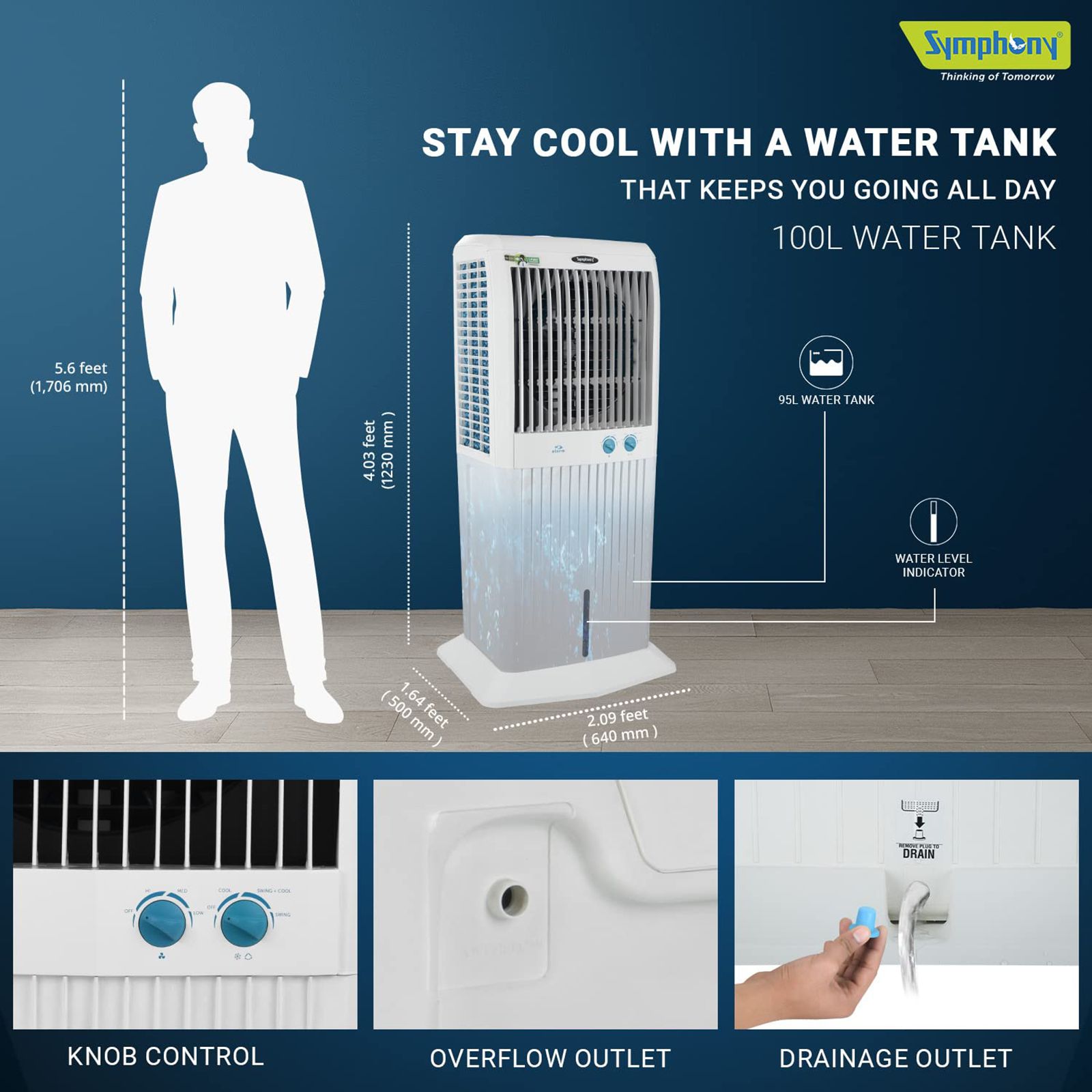 Symphony Storm C 100XL 95 Litres Desert Air Cooler with i-Pure Technology (Cool Flow Dispenser, White)_7