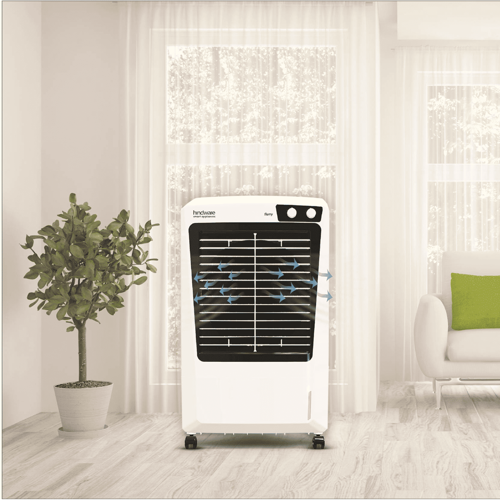 hindware Flurry 52 Litres Desert Air Cooler (Woodwool Pads, 518990, White) hindware Flurry 52 Litres Desert Air Cooler (Woodwool Pads, 518990, White)_8