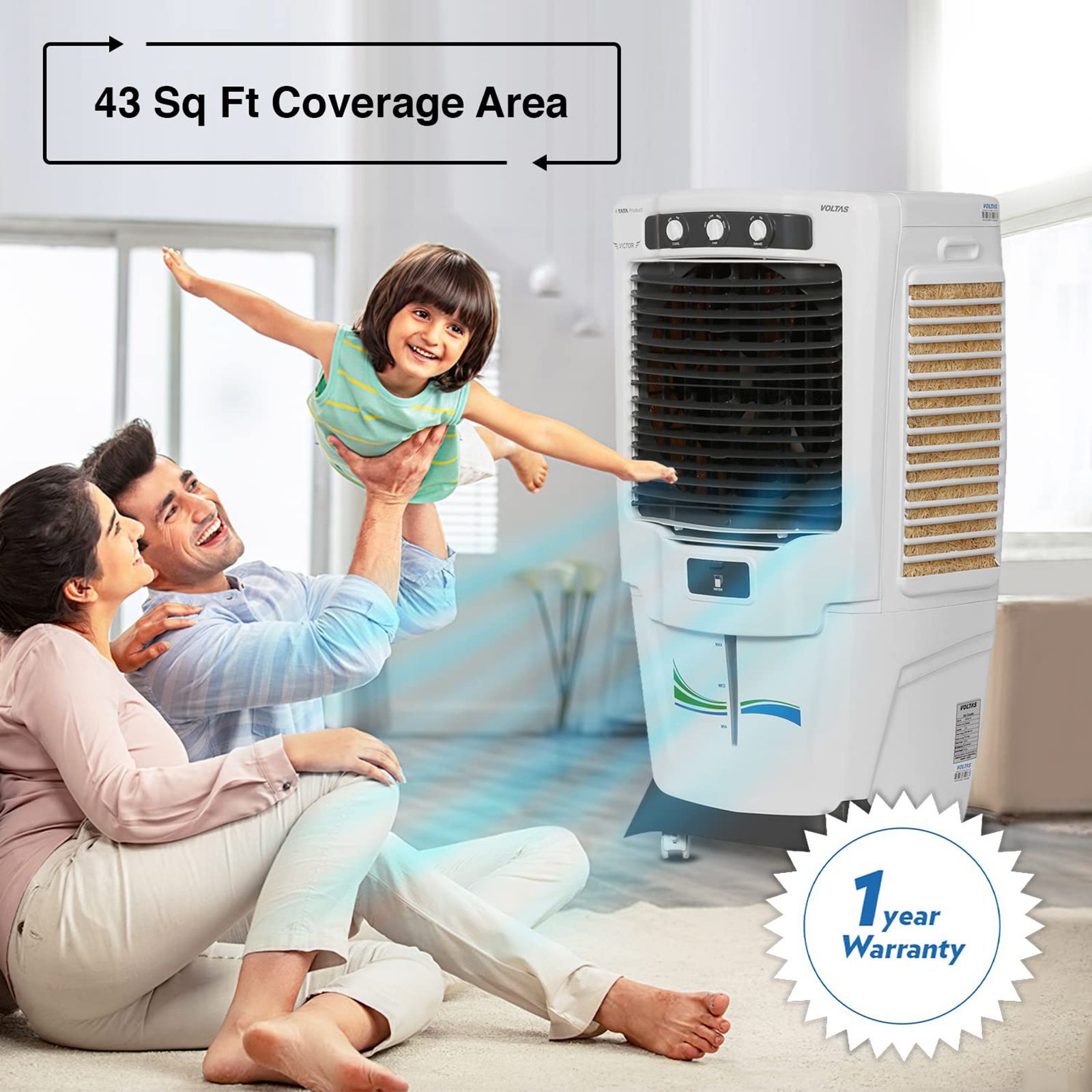 VOLTAS Victor 55 Litres Desert Air Cooler (Inverter Compatible, 4810341, White/Grey)_5