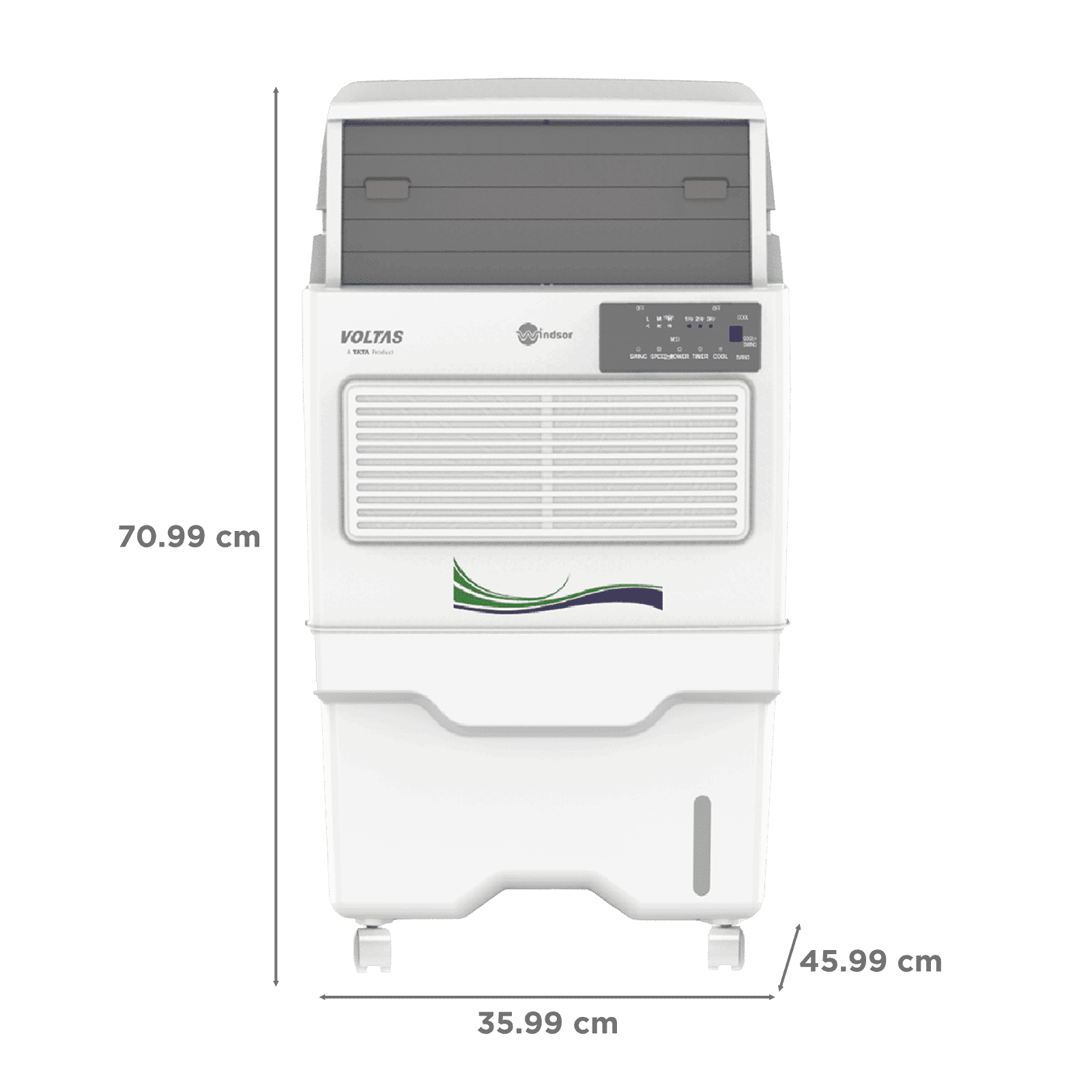 VOLTAS Windsor 35 Litres Personal Air Cooler (Inverter Compatible, 4810385, White/Grey)_2