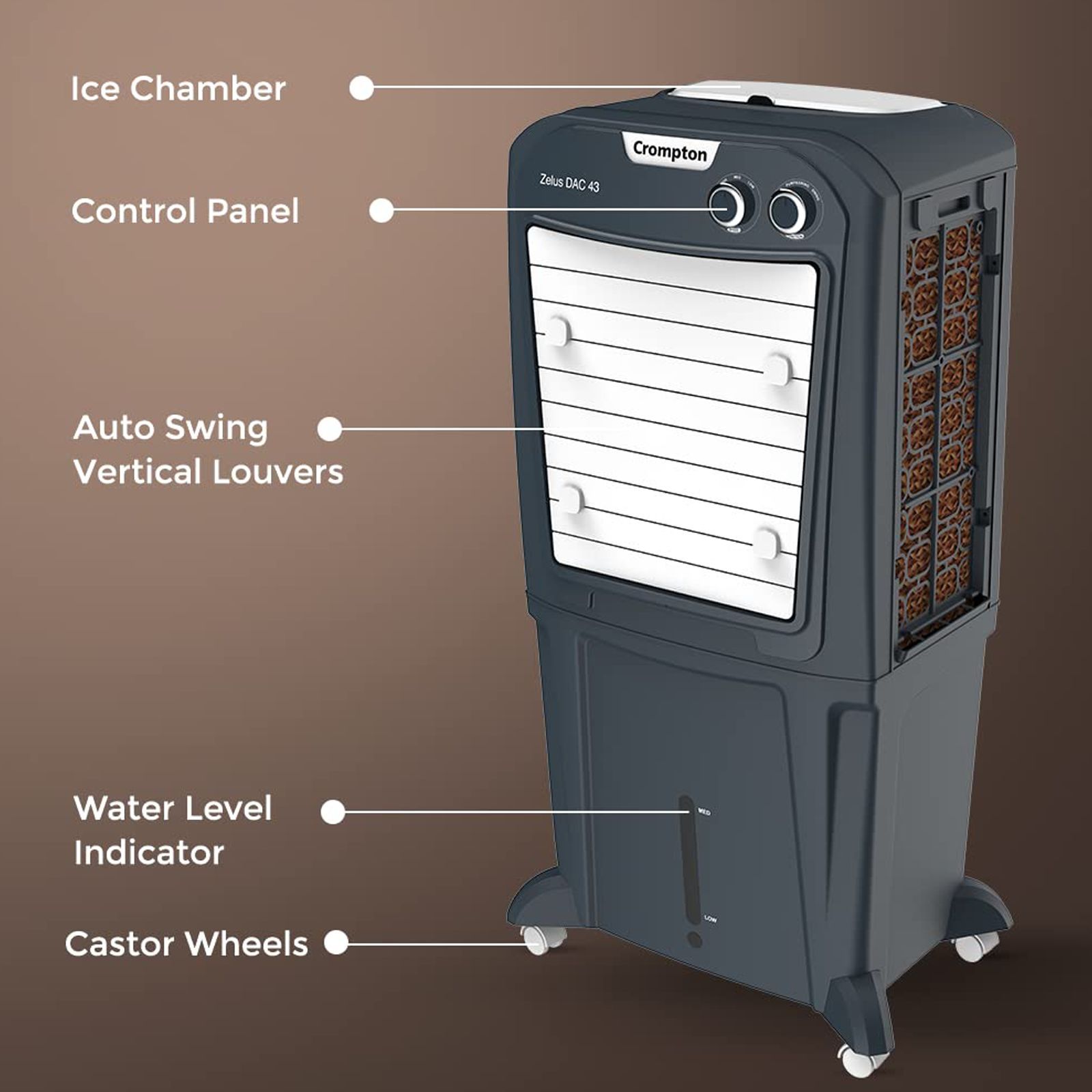 Crompton Zelus 43 Litres Desert Air Cooler (Motor Overload Protector, ACGC-ZELUSDAC43, Grey) Crompton Zelus 43 Litres Desert Air Cooler (Motor Overload Protector, ACGC-ZELUSDAC43, Grey)_2