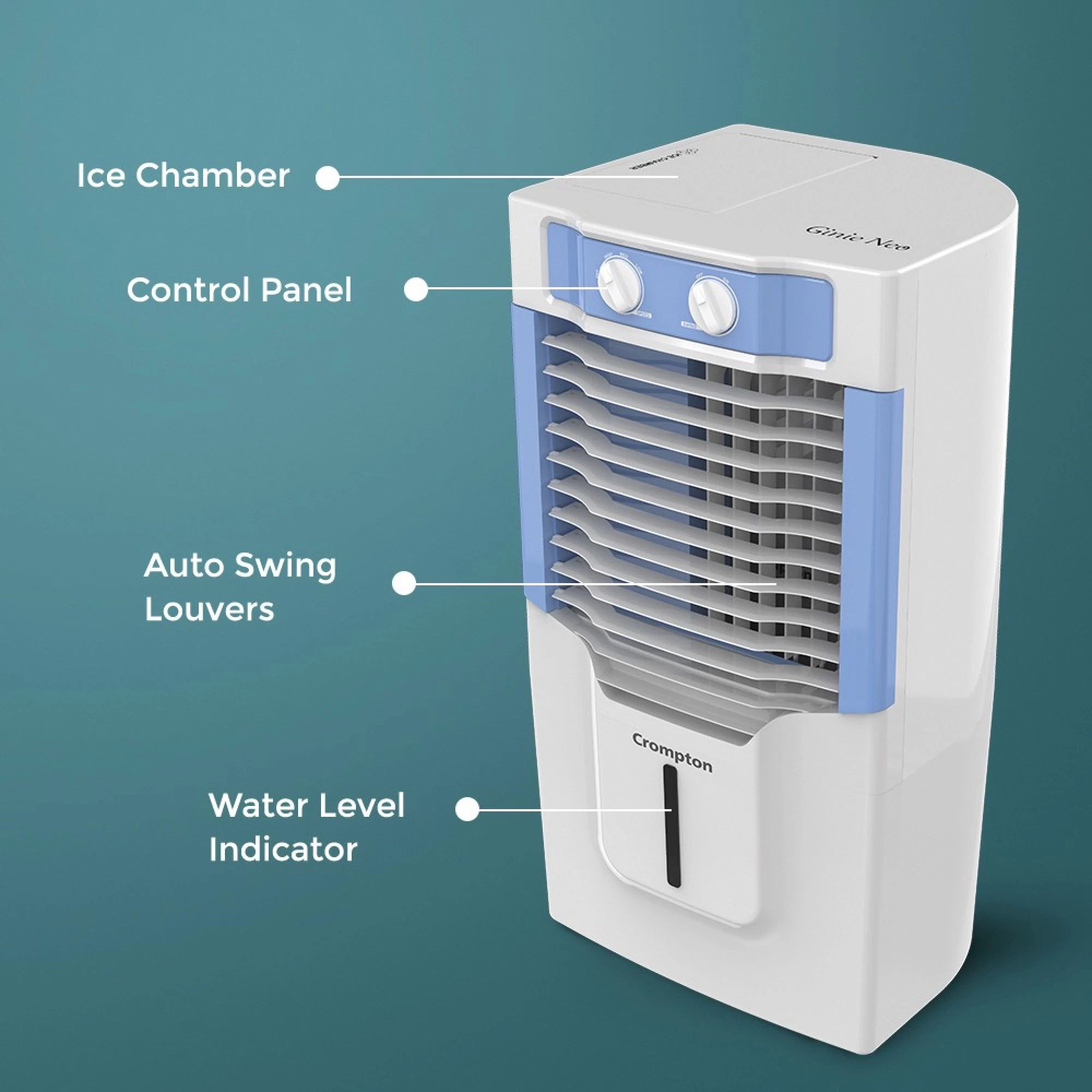 Crompton Ginie Neo 10 Litres Personal Air Cooler (Inverter Compatible, ACGC-GINIE NEO, White and Light Blue) Crompton Ginie Neo 10 Litres Personal Air Cooler (Inverter Compatible, ACGC-GINIE NEO, White and Light Blue)_5