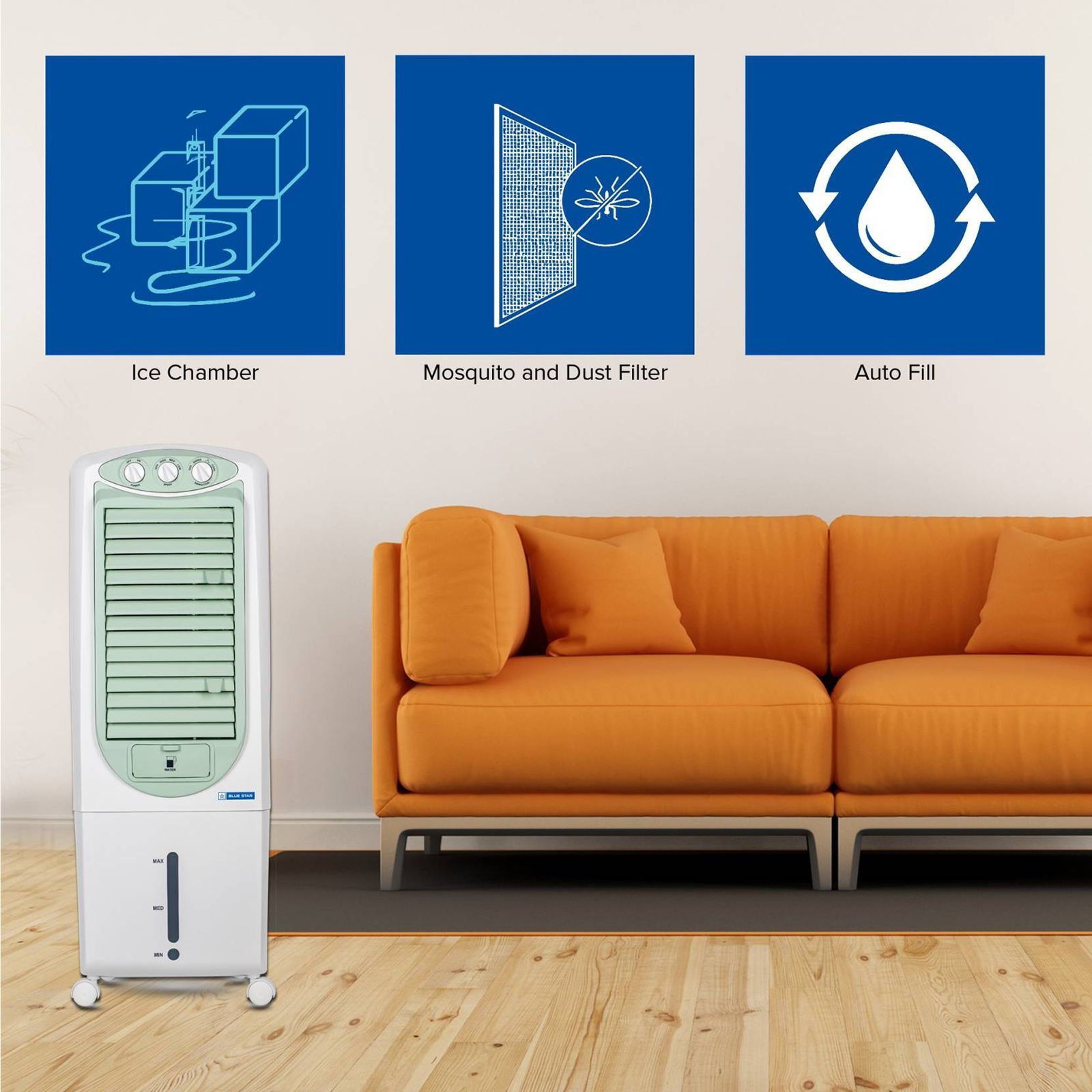 Blue Star Premia 27 Litres Personal Air Cooler (Honeycomb Pad, PA27PMC, Apple Green/White)_6