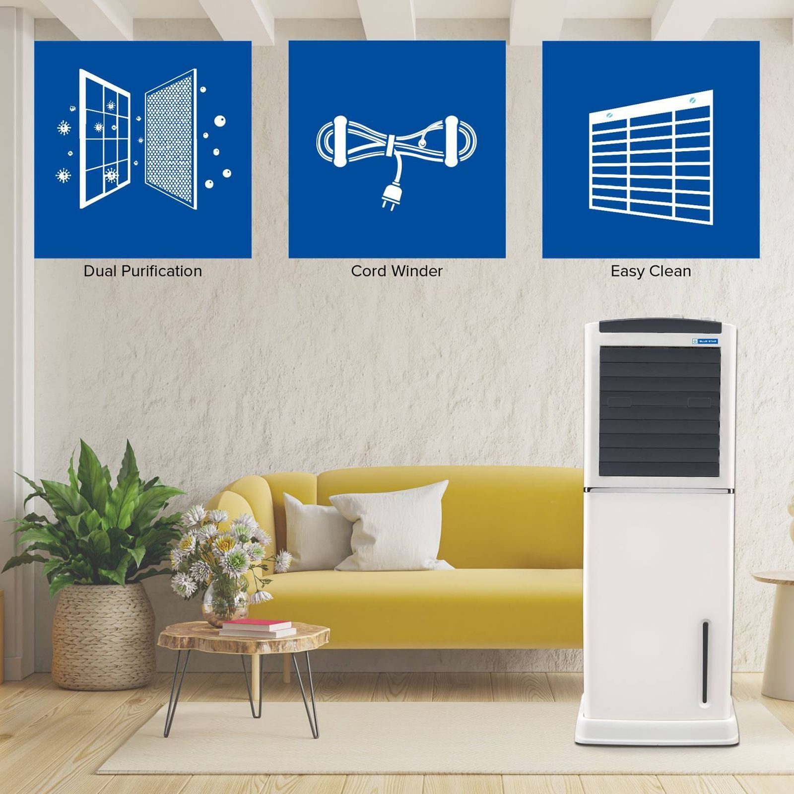 Blue Star Elita 55 Litres Tower Air Cooler (Honeycomb Pad, TA55BMA, White & Dark Grey)_7