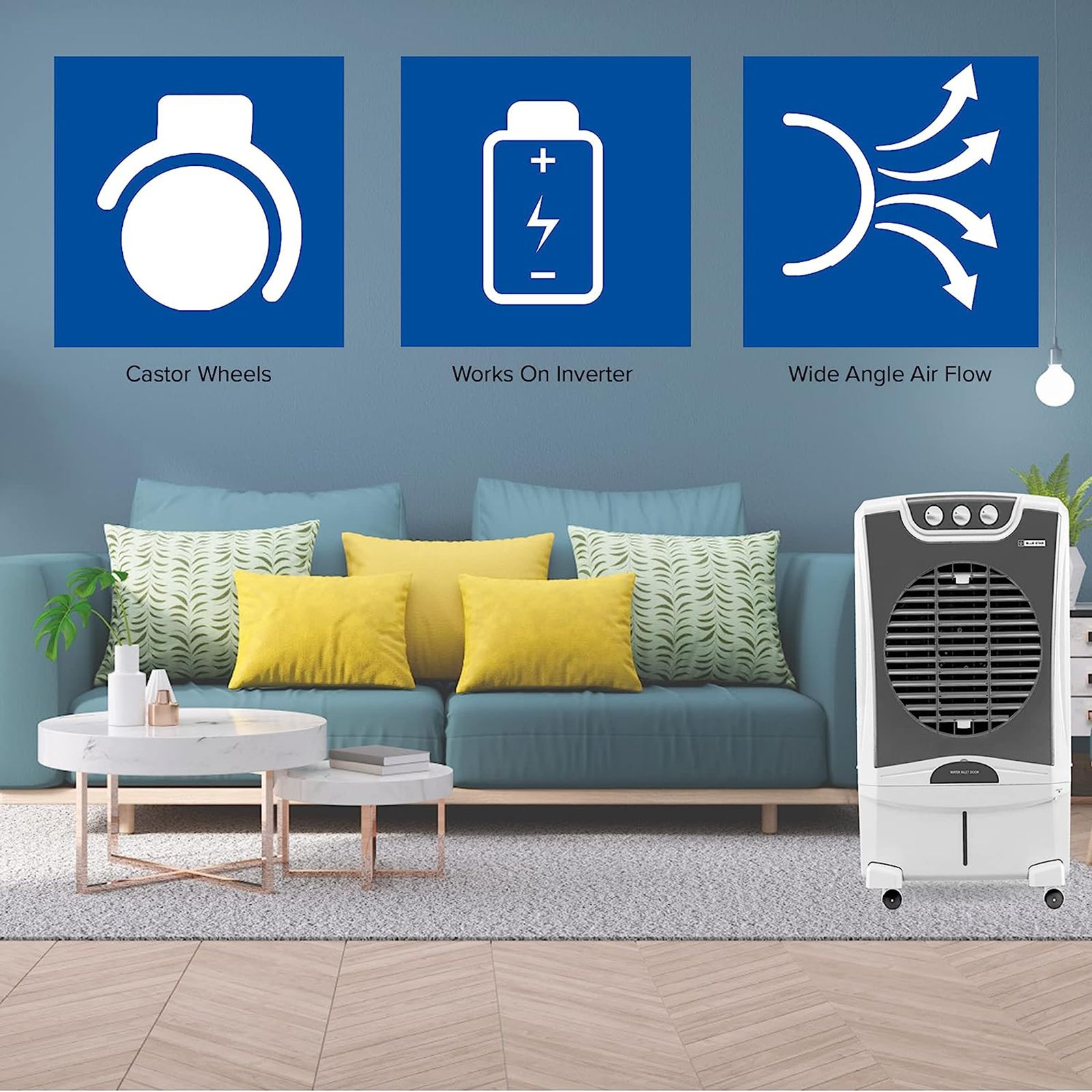 Blue Star Celesta 35 Litres Desert Air Cooler (Honeycomb Pad, DA35LMB, White & Cool Grey) Blue Star Celesta 35 Litres Desert Air Cooler (Honeycomb Pad, DA35LMB, White & Cool Grey)_5