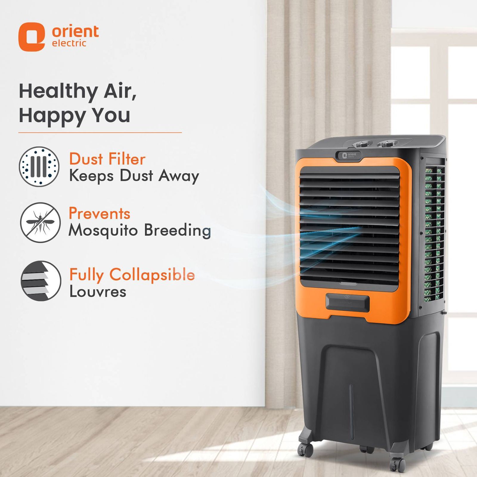 Orient Ultimo 88 Litres Desert Air Cooler with Aerofan Technology (Ice Chamber, Dark Grey) Orient Ultimo 88 Litres Desert Air Cooler with Aerofan Technology (Ice Chamber, Dark Grey)_11