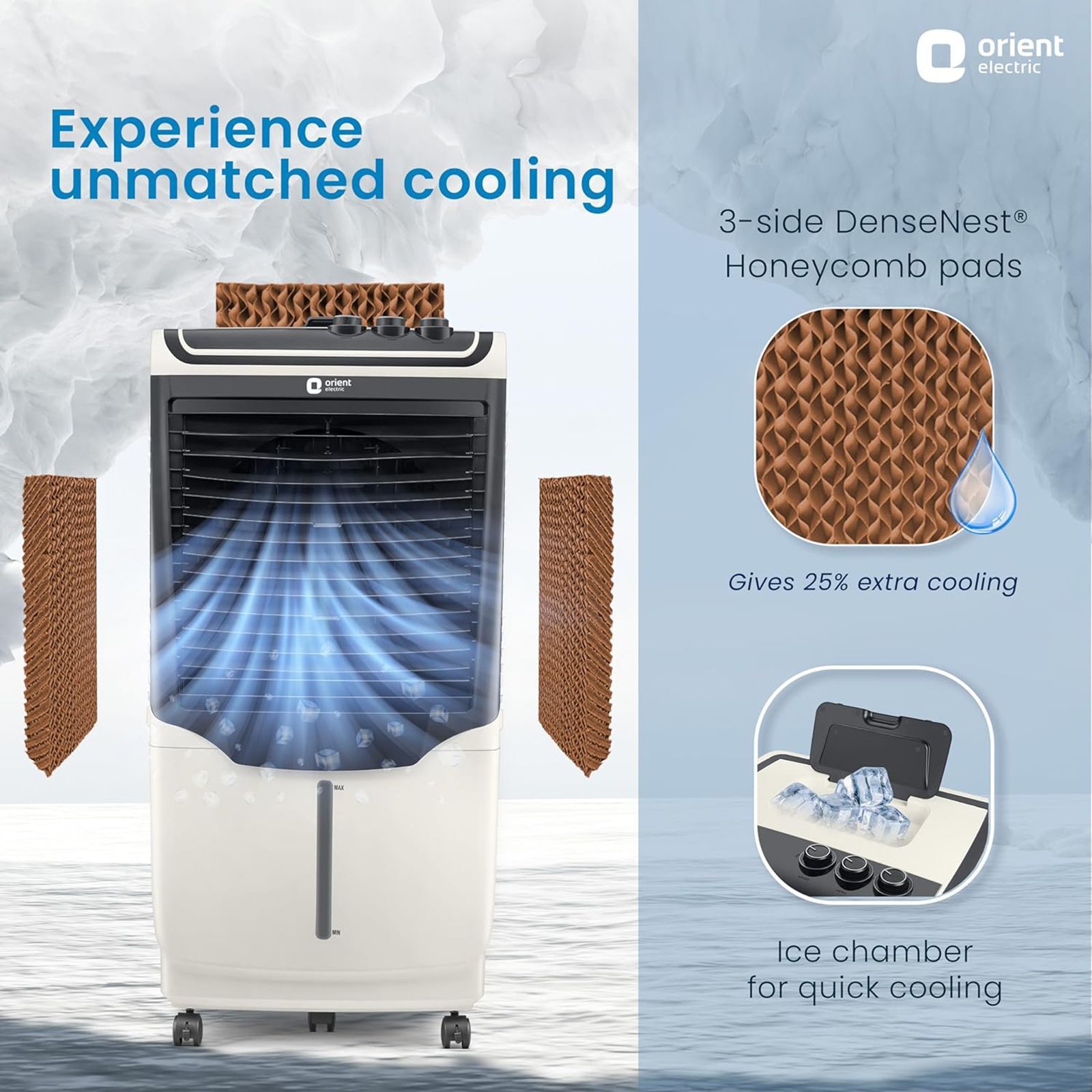 Orient Avante 90 Litres Desert Air Cooler with Inverter Compatible (Ice Chamber, White & Dark Grey)_15