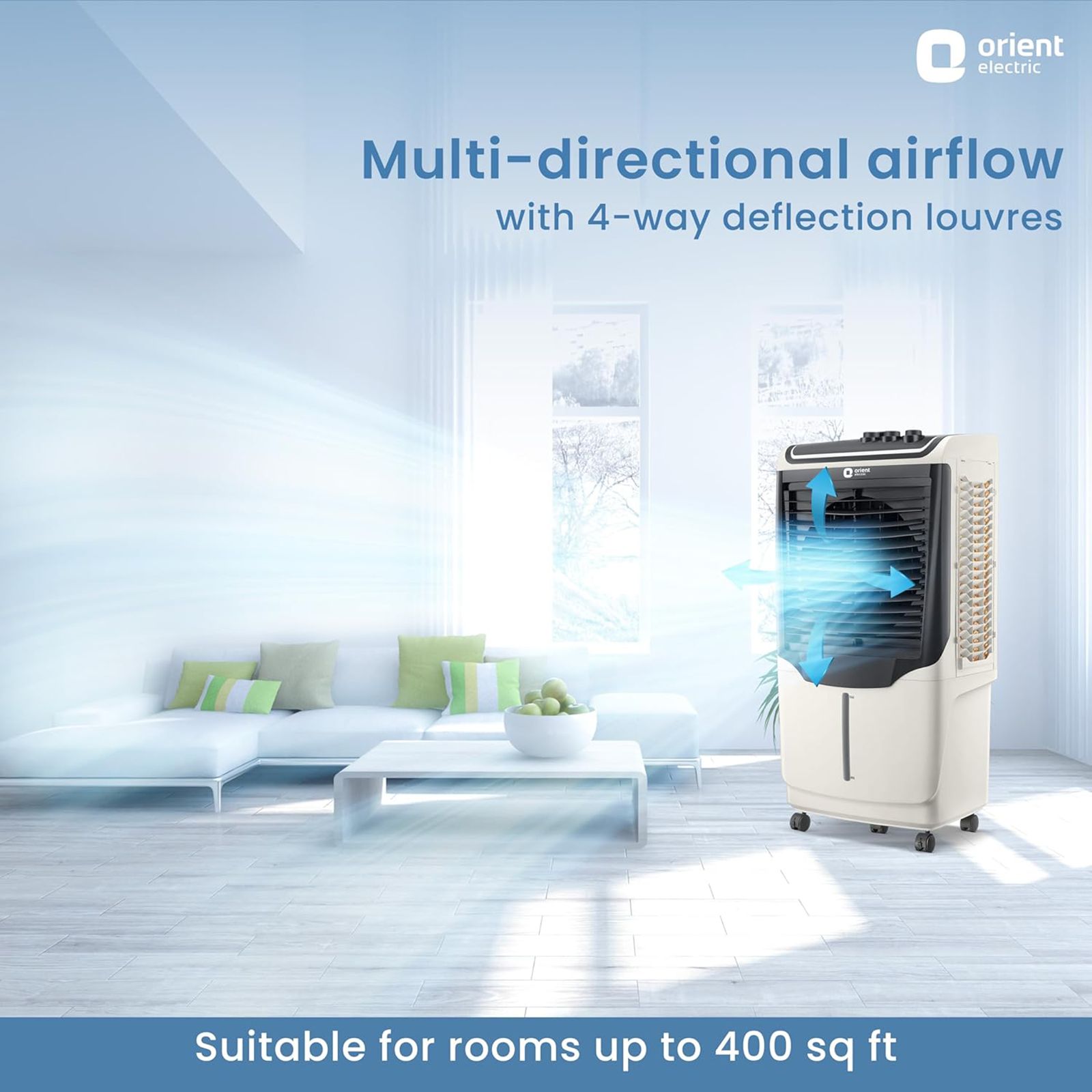 Orient Avante 90 Litres Desert Air Cooler with Inverter Compatible (Ice Chamber, White & Dark Grey)_16