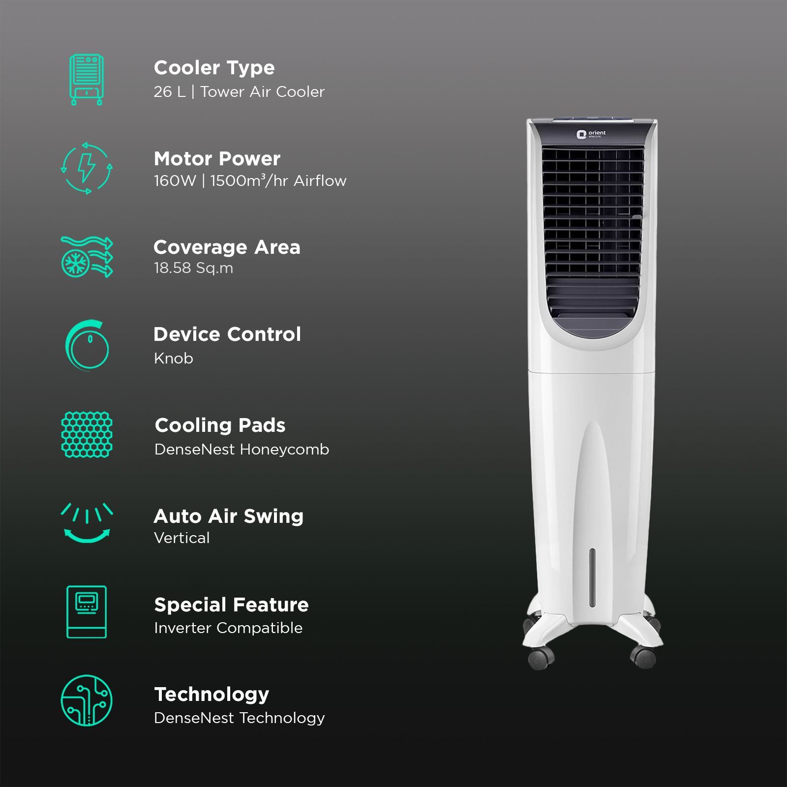 Orient Ultimo 26 Litres Tower Air Cooler with Lot Enabled (Ice Chamber, White)_3