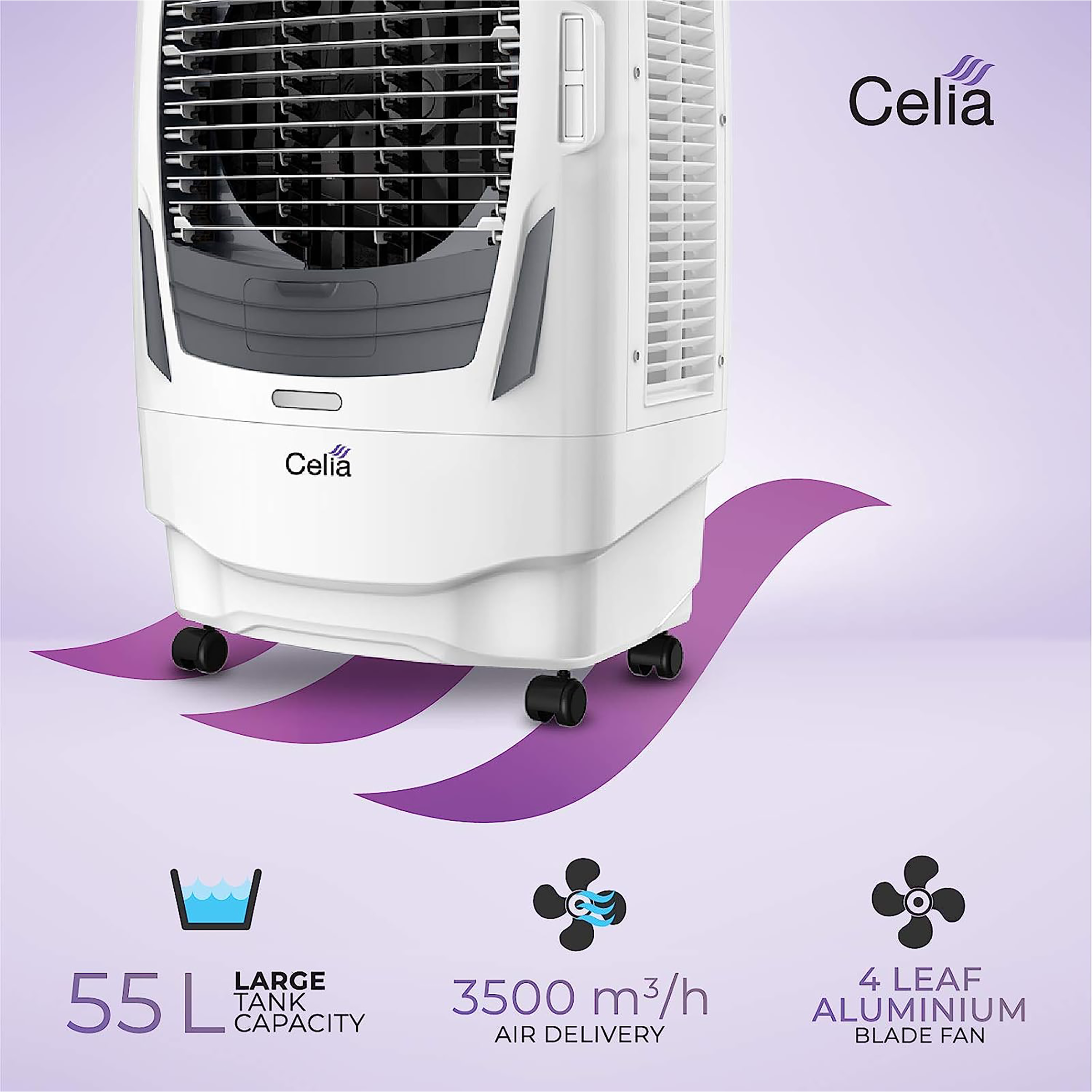 HAVELLS Celia 55 Litres Desert Air Cooler (3 Speed Selection, GHRACAXL220, White and Grey)_6